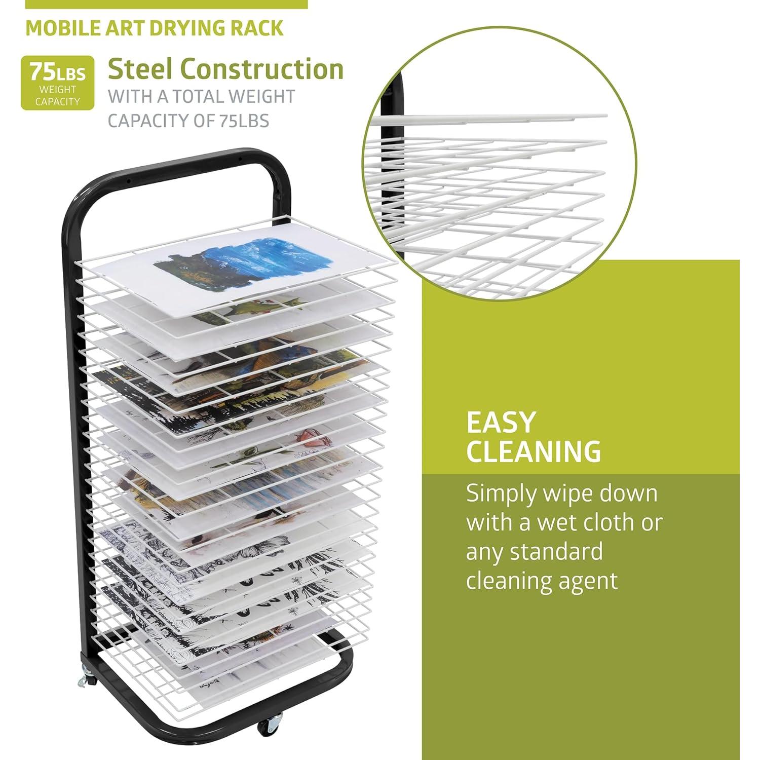 Estante de Secado de Arte Móvil Pearington 25 Estantes Negro