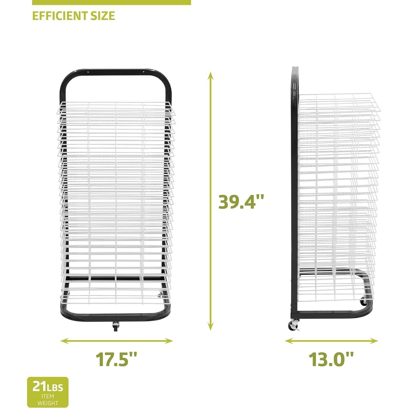 Estante de Secado de Arte Móvil Pearington 25 Estantes Negro