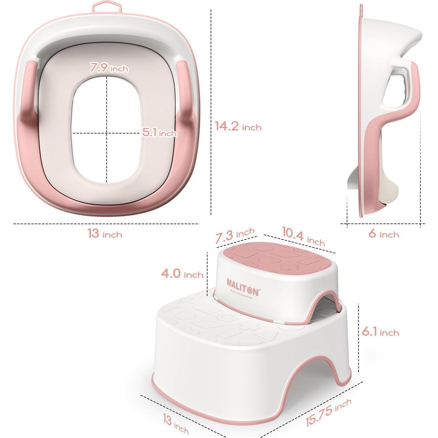 Asiento de Entrenamiento para Baño Maliton Rosa 2 en 1