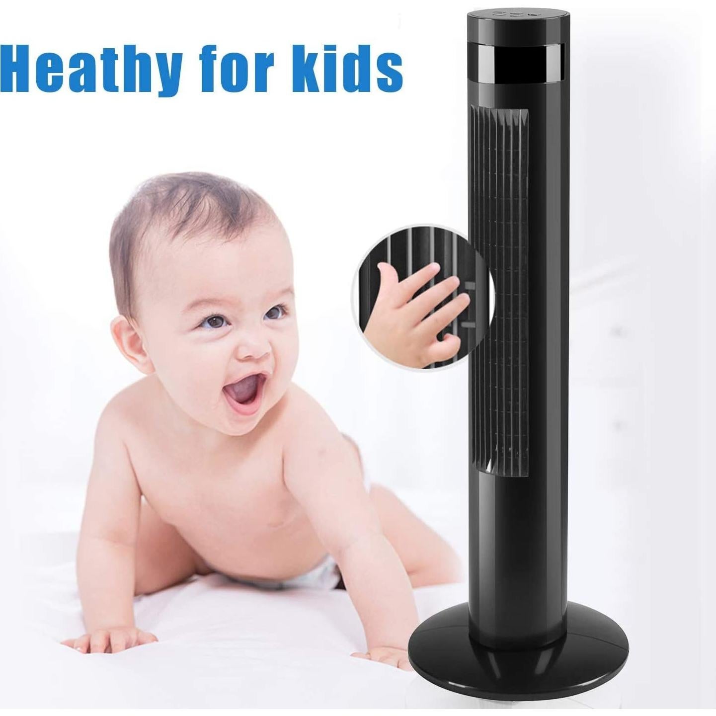 Ventilador de Torre Eléctrico Oscilante Antarctic Star 91.44 cm Negro