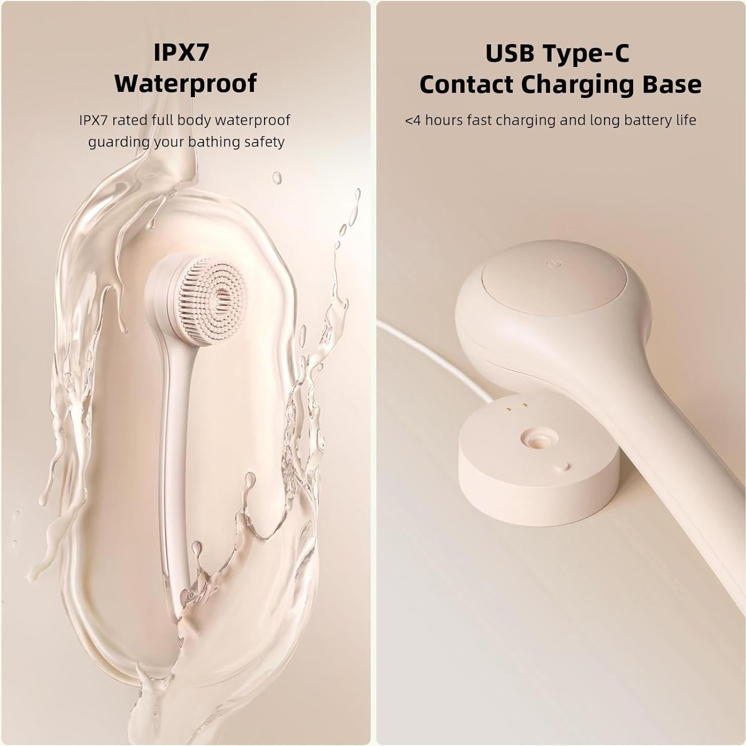 Cepillo Corporal Eléctrico Oh, XIYU Rosa Crisantemo IPX7 3 Cabezas