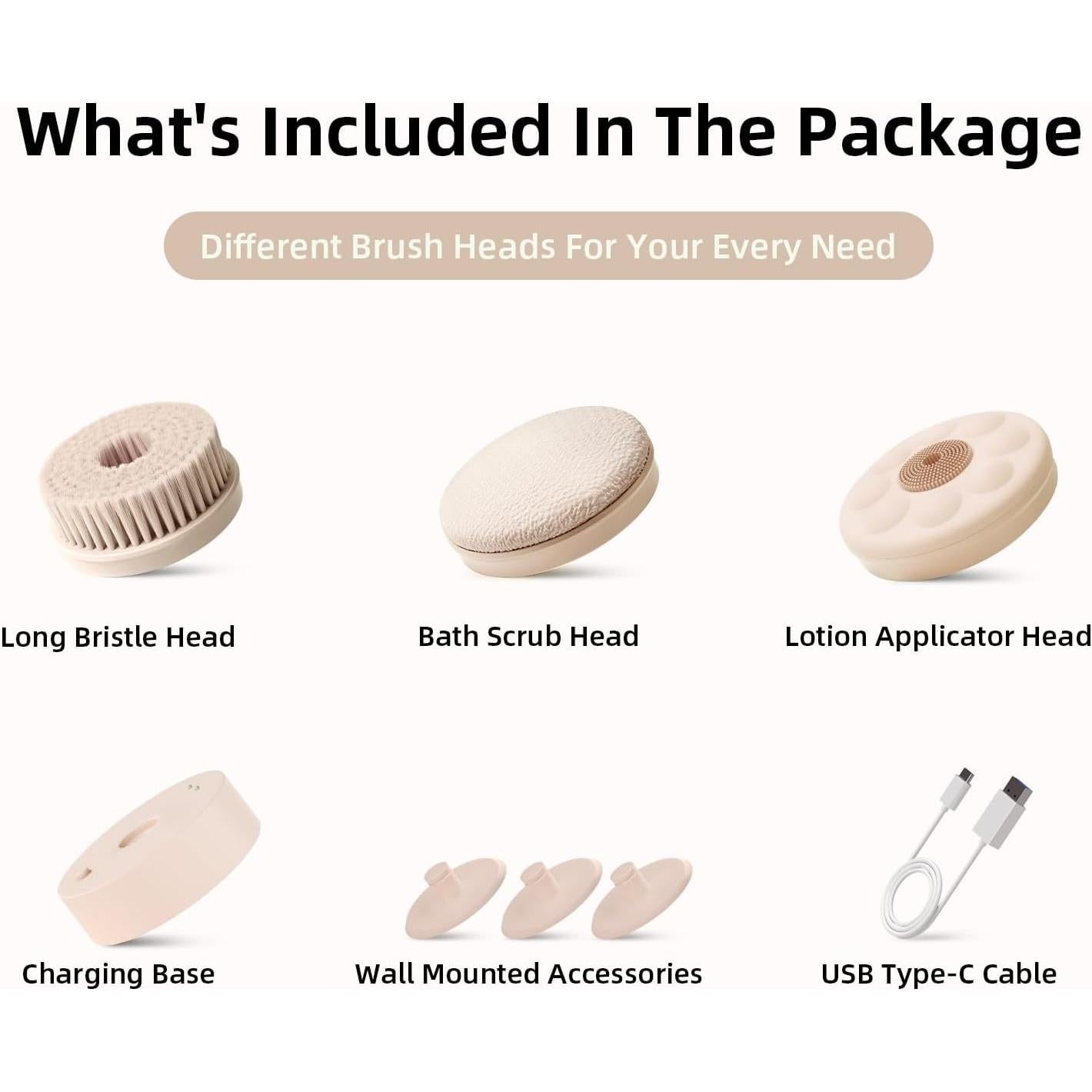 Cepillo Corporal Eléctrico Oh, XIYU Rosa Crisantemo IPX7 3 Cabezas