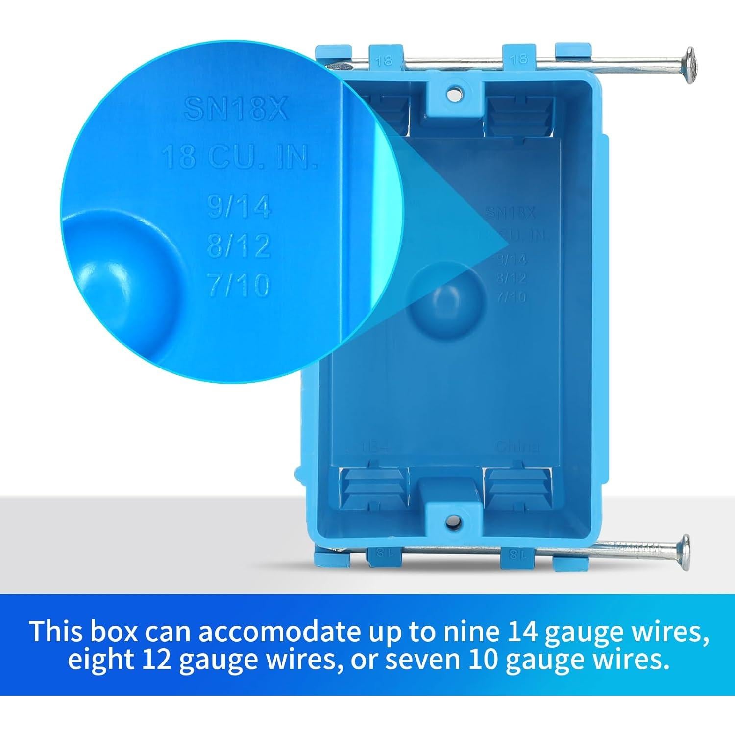 Caja Eléctrica de PVC 1-Gang 18 Pulgadas Cúbicas YQXIUTE - 12 Paquete
