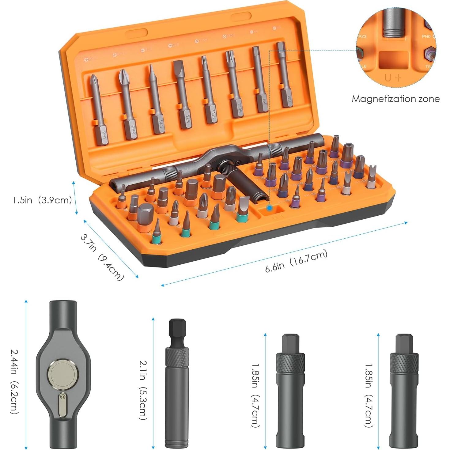 Kit de Destornillador de Carraca AMIR 42 en 1 con Puntas Magnéticas