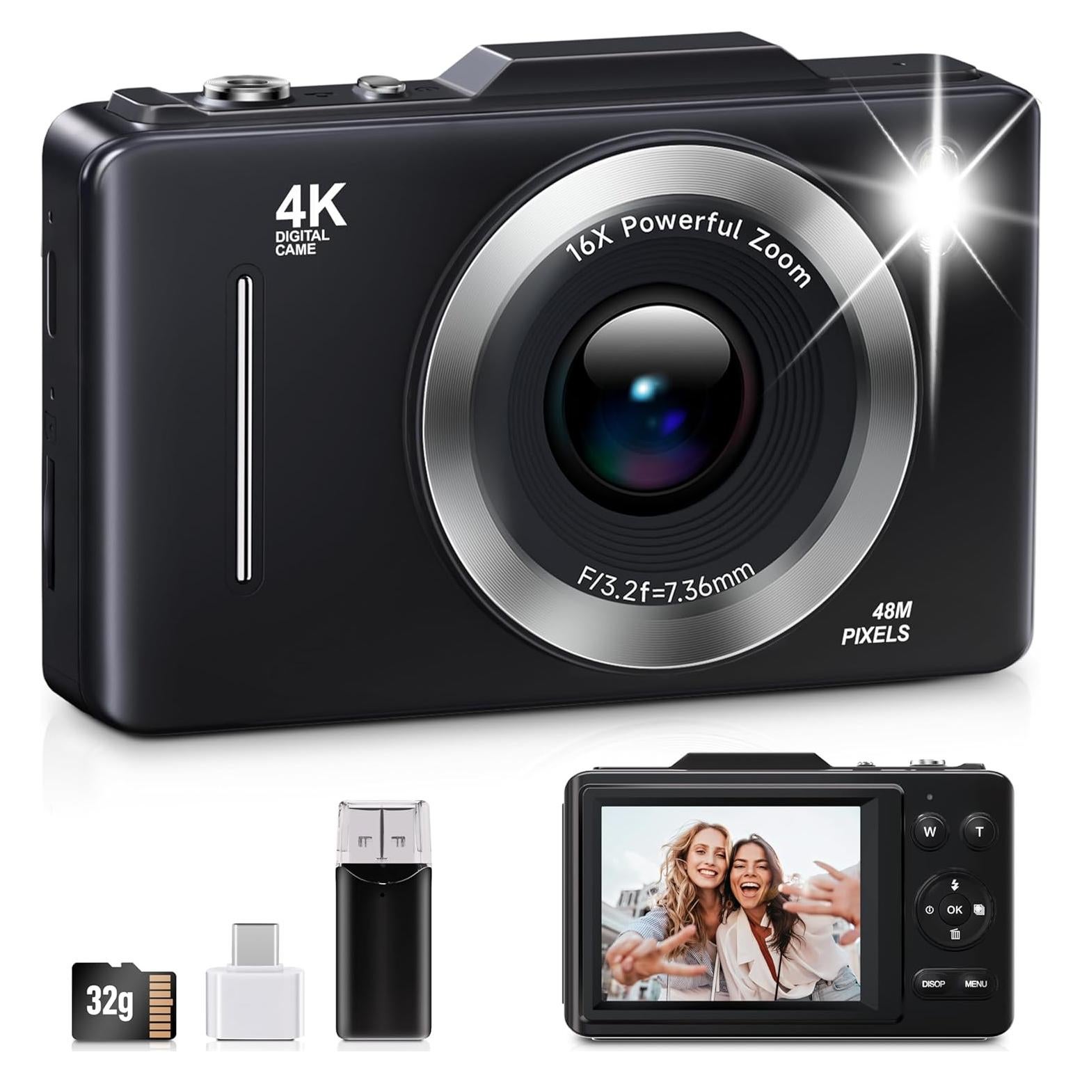 Cámara Digital Compacta Eurkoep 48MP FHD 1080P Zoom 16x