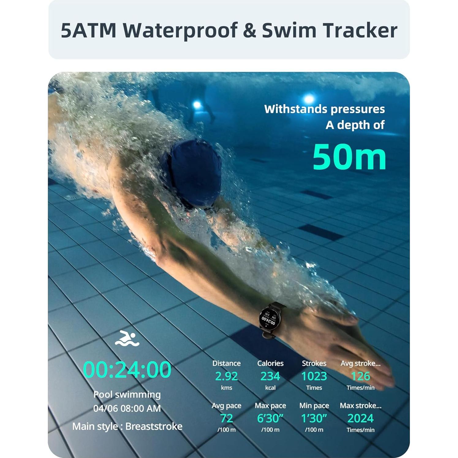 Reloj Inteligente Parsonver SR3 44mm Negro - Impermeable 5ATM