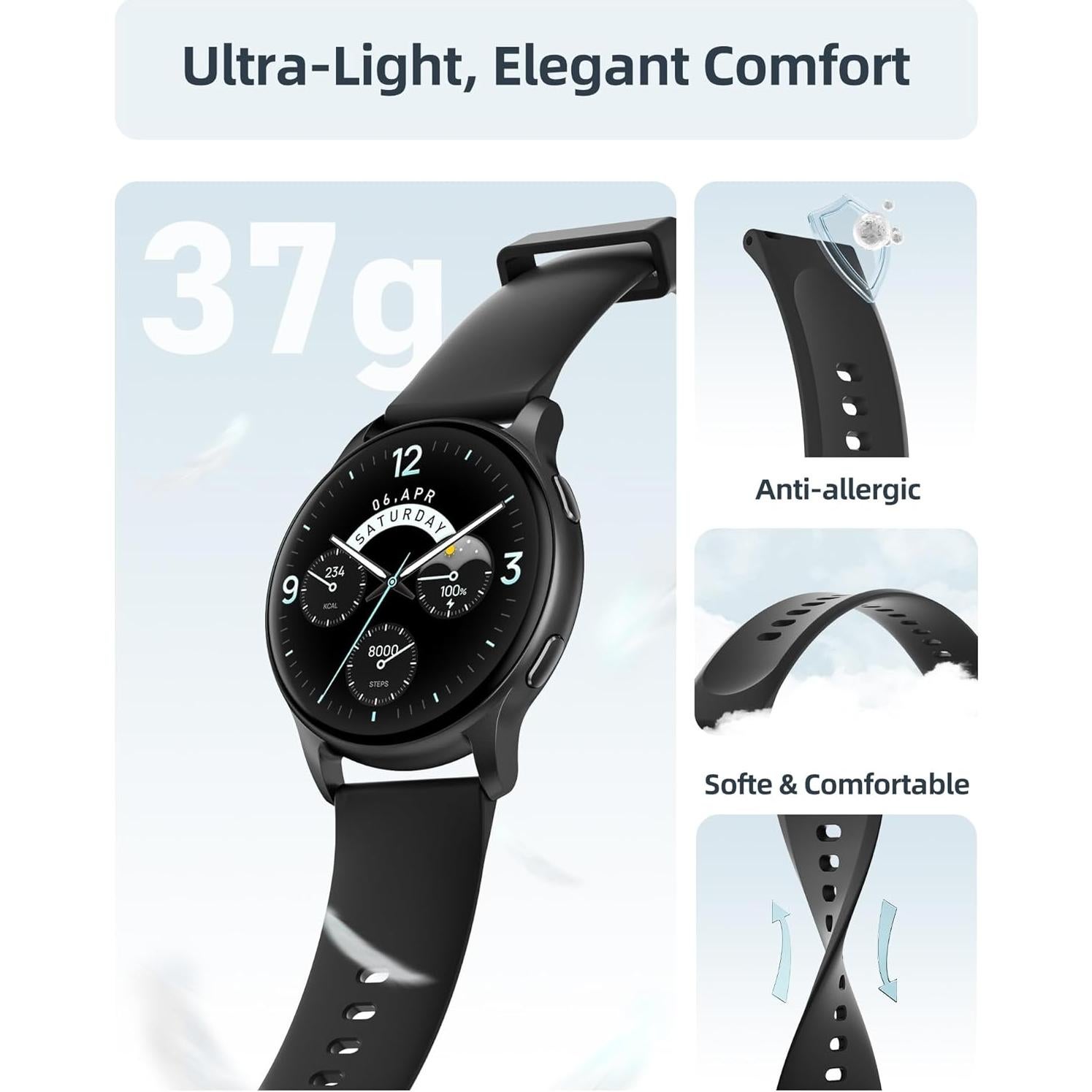 Reloj Inteligente Parsonver SR3 44mm Negro - Impermeable 5ATM