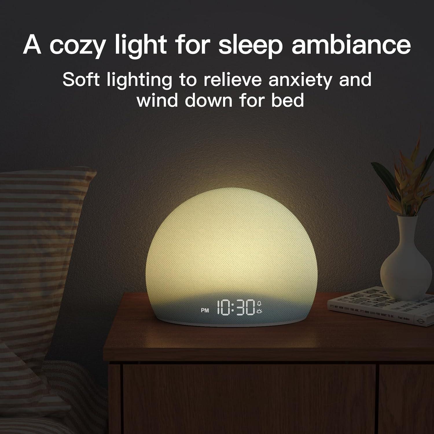 Reloj Despertador HOUSBAY TS9 con Sonido Blanco y Luz Azul