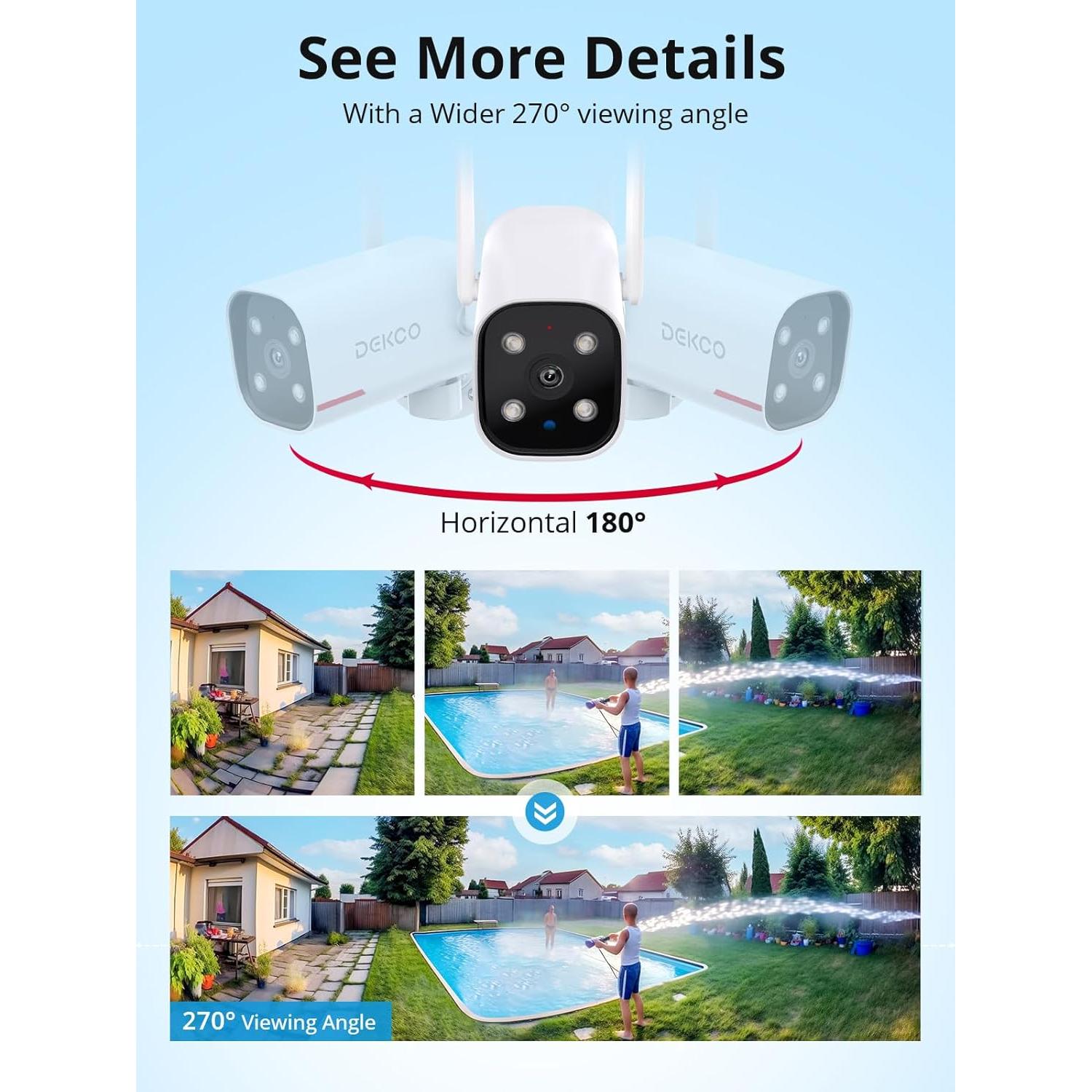 Cámara de Seguridad WiFi DEKCO 2K con Visión Nocturna Color