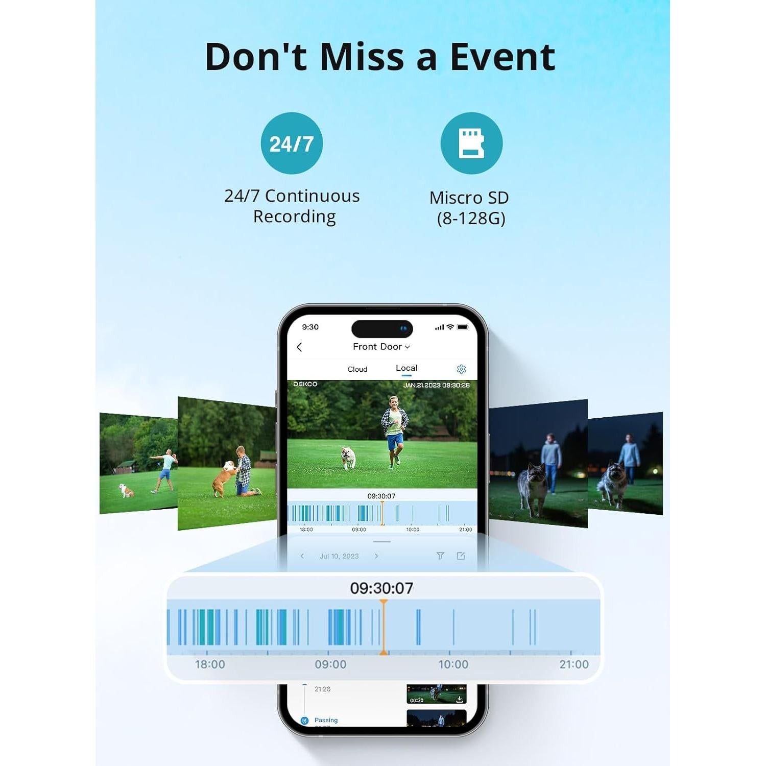 Cámara de Seguridad WiFi DEKCO 2K con Visión Nocturna Color