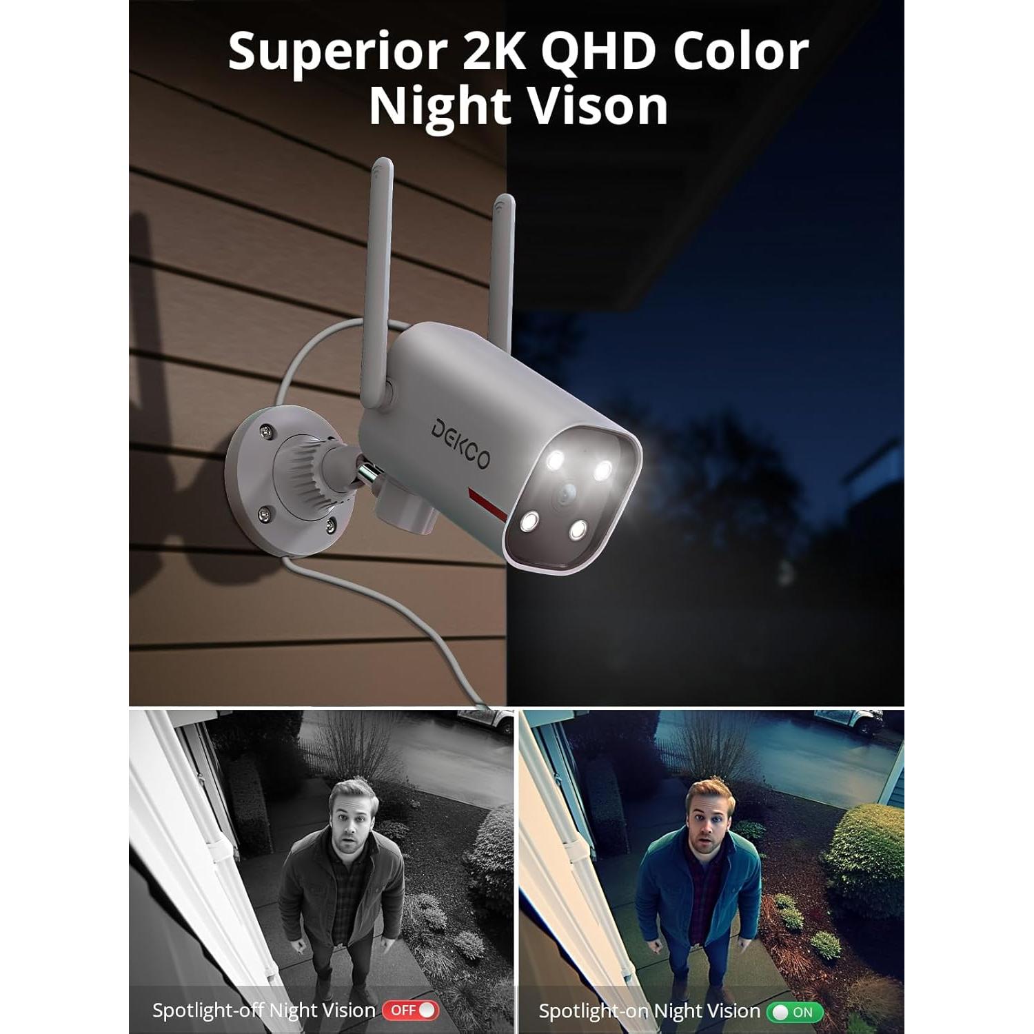 Cámara de Seguridad WiFi DEKCO 2K con Visión Nocturna Color