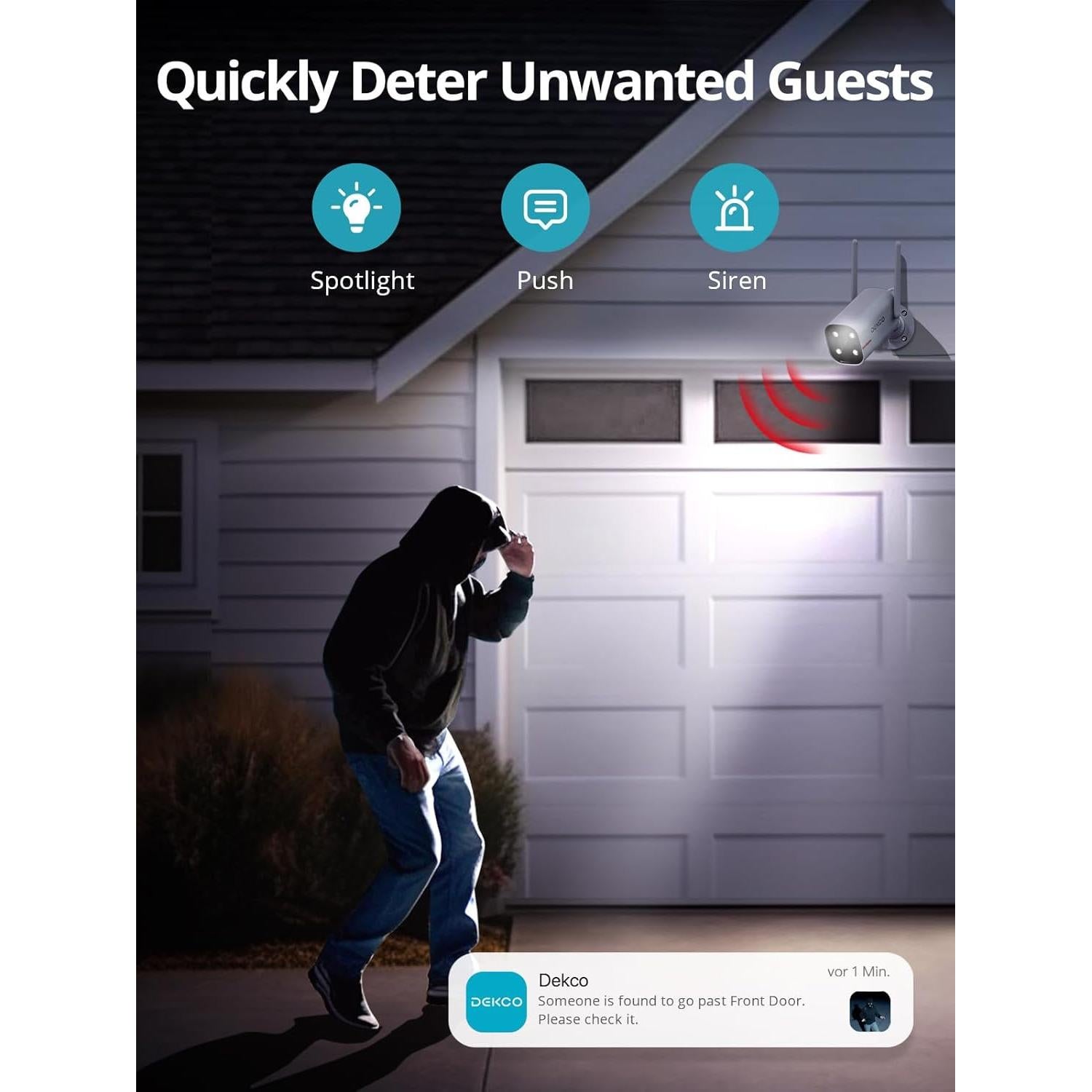 Cámara de Seguridad WiFi DEKCO 2K con Visión Nocturna Color