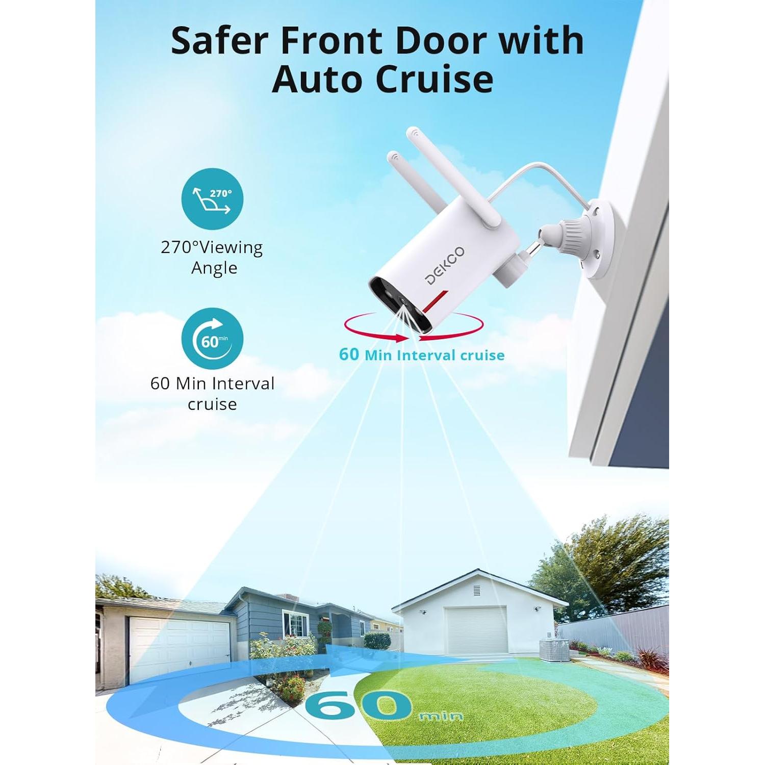 Cámara de Seguridad WiFi DEKCO 2K con Visión Nocturna Color