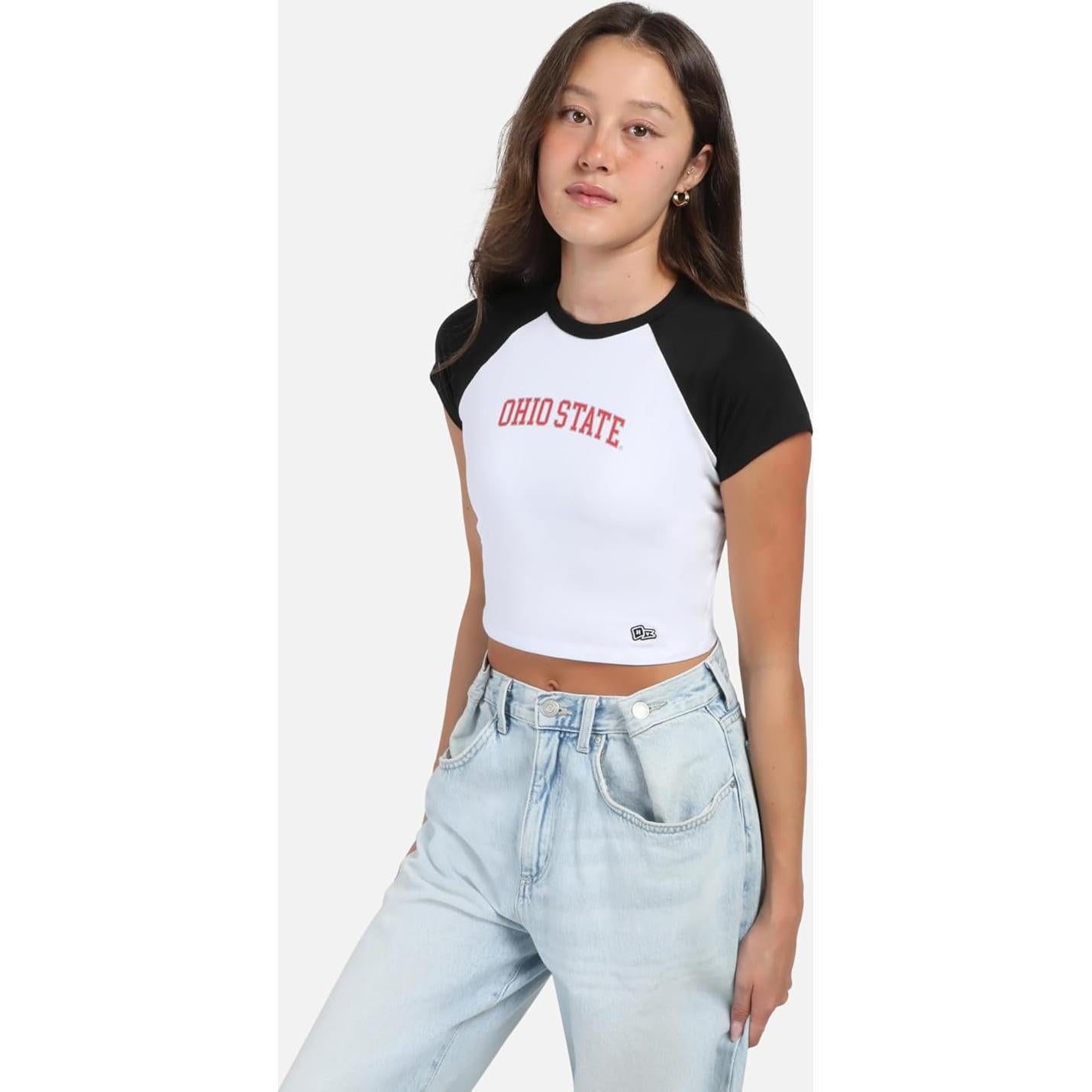 Playera Crop HYPE AND VICE Ohio State Negra Talla Grande