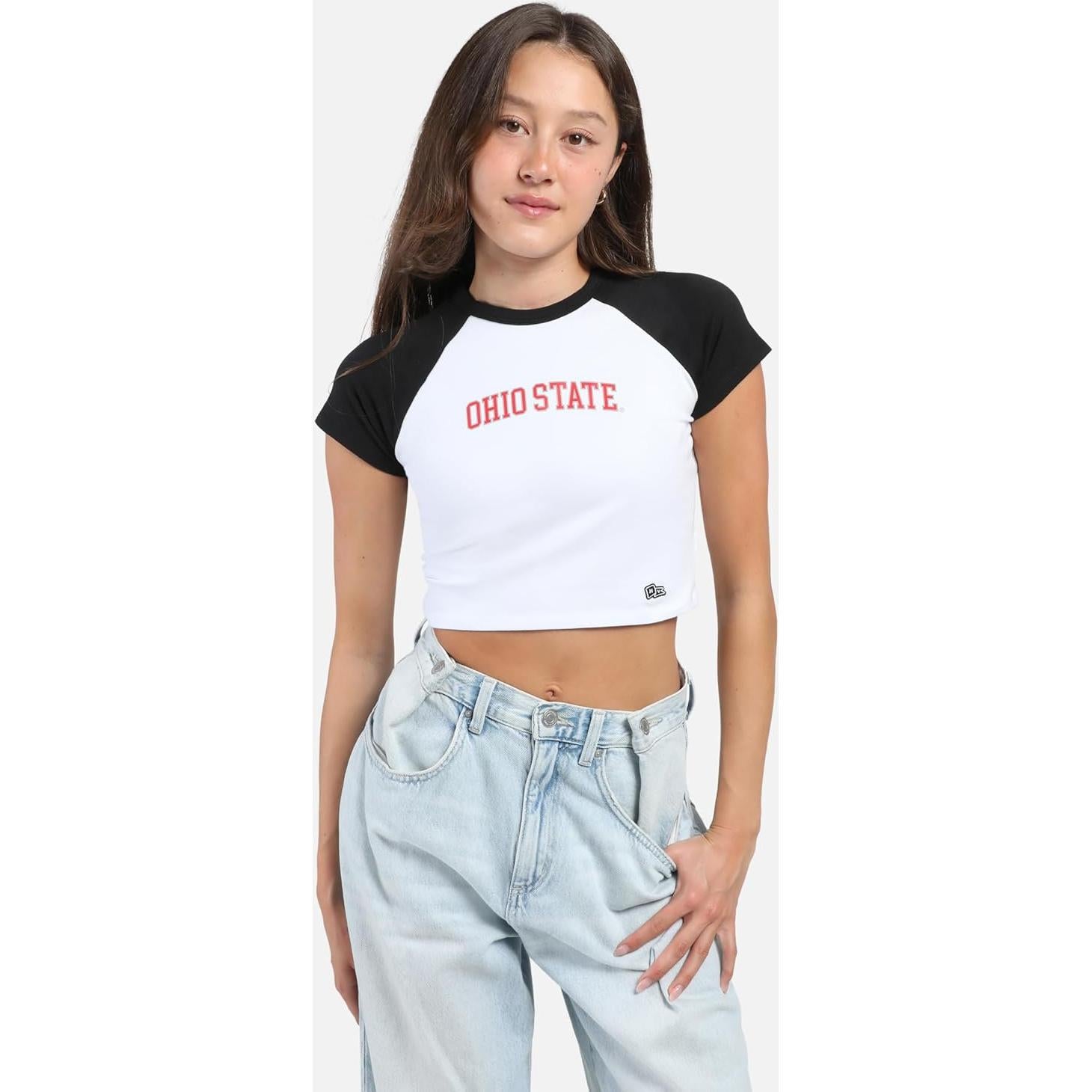 Playera Crop HYPE AND VICE Ohio State Negra Talla Grande
