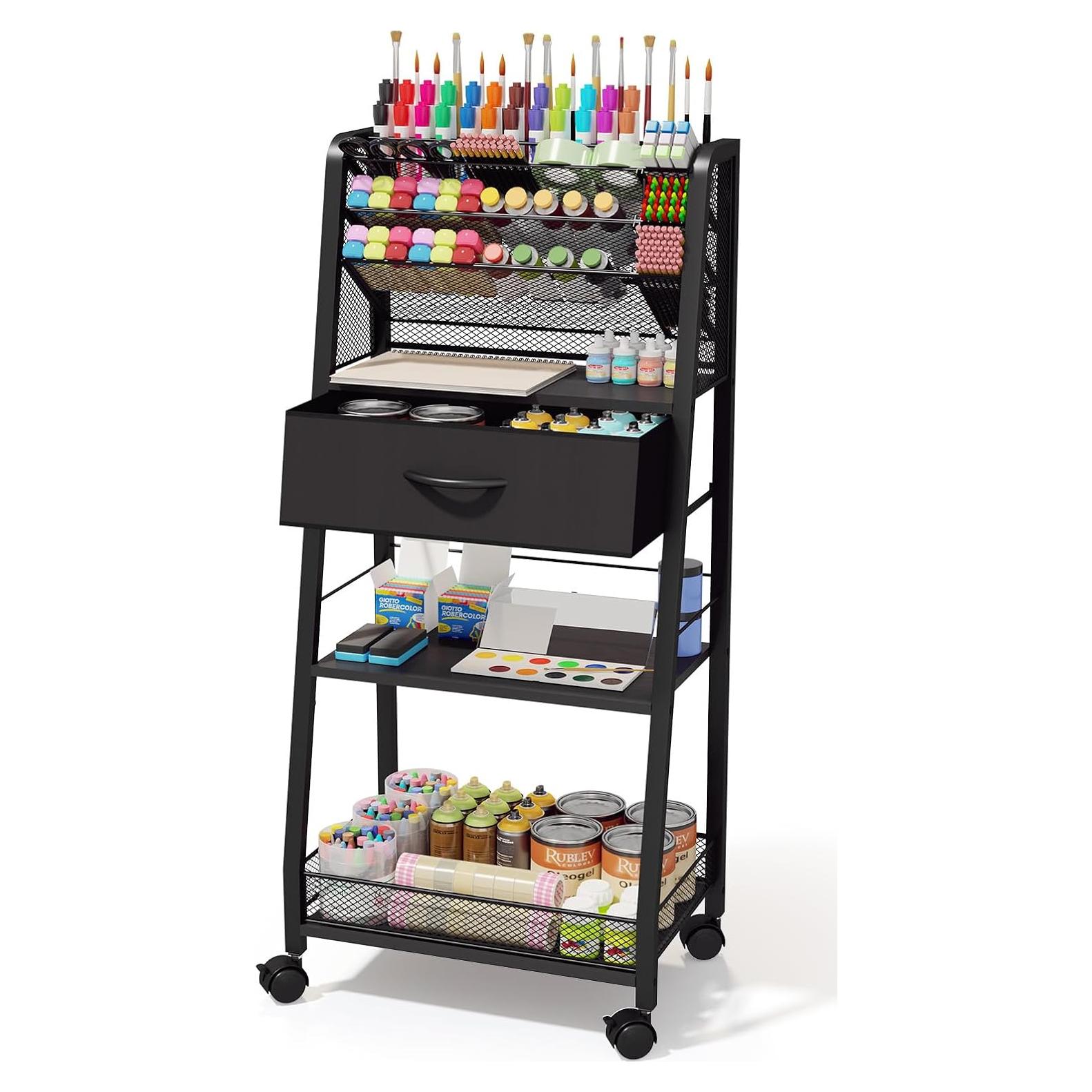 Carro Rodante de 3 Niveles Homsorout con Cajón Negro