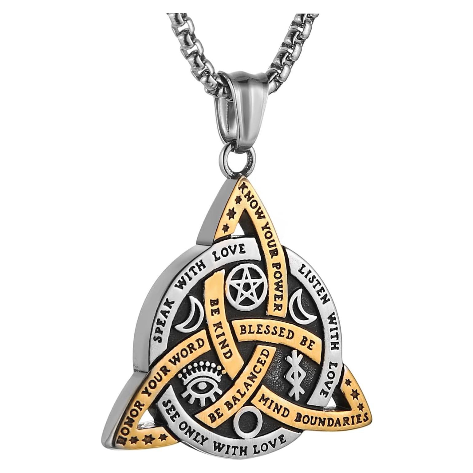 Collar Doble Cara HZMAN Acero Inoxidable Triqueta 3.5cm