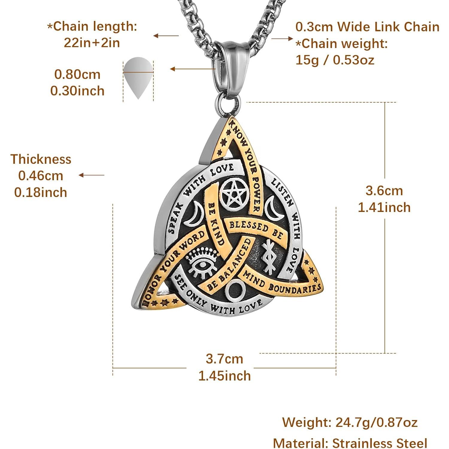 Collar Doble Cara HZMAN Acero Inoxidable Triqueta 3.5cm