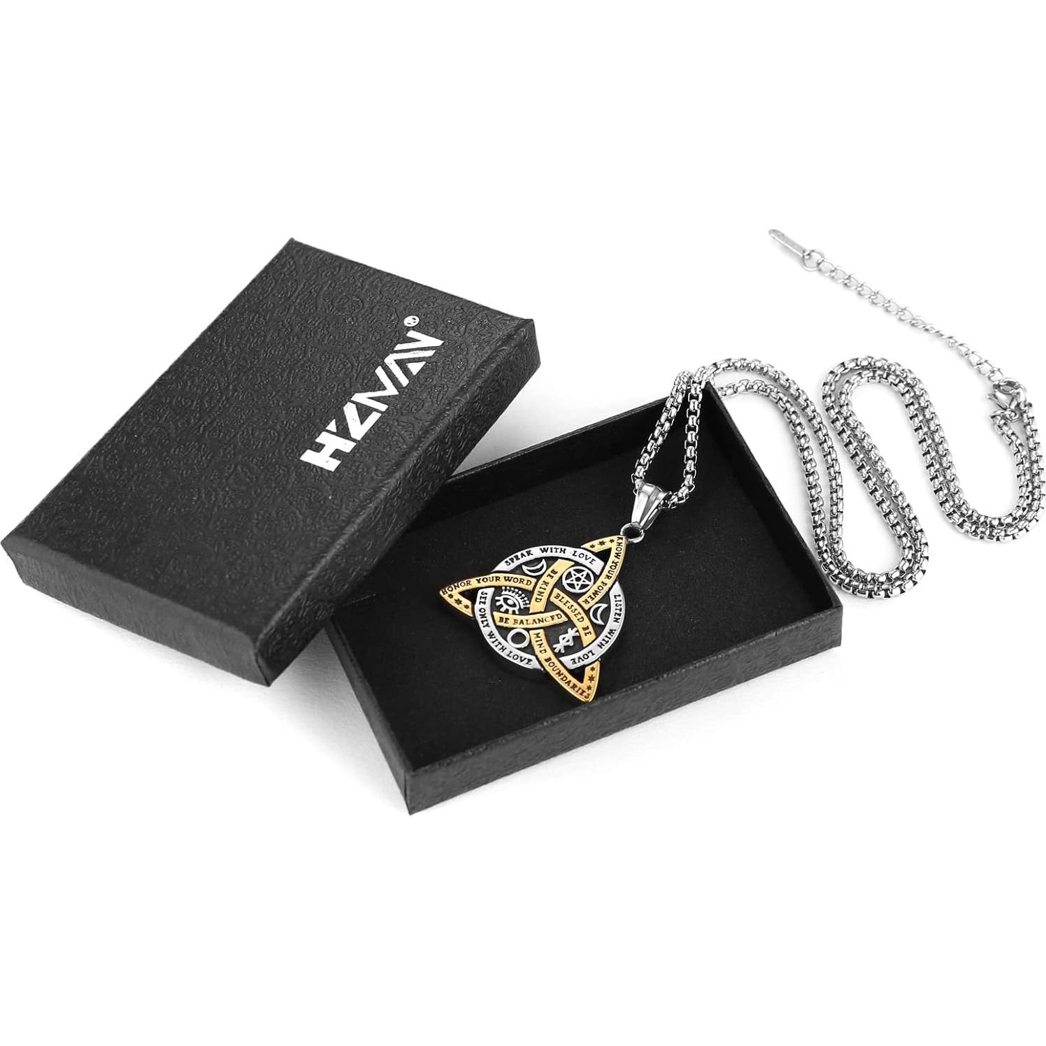 Collar Doble Cara HZMAN Acero Inoxidable Triqueta 3.5cm