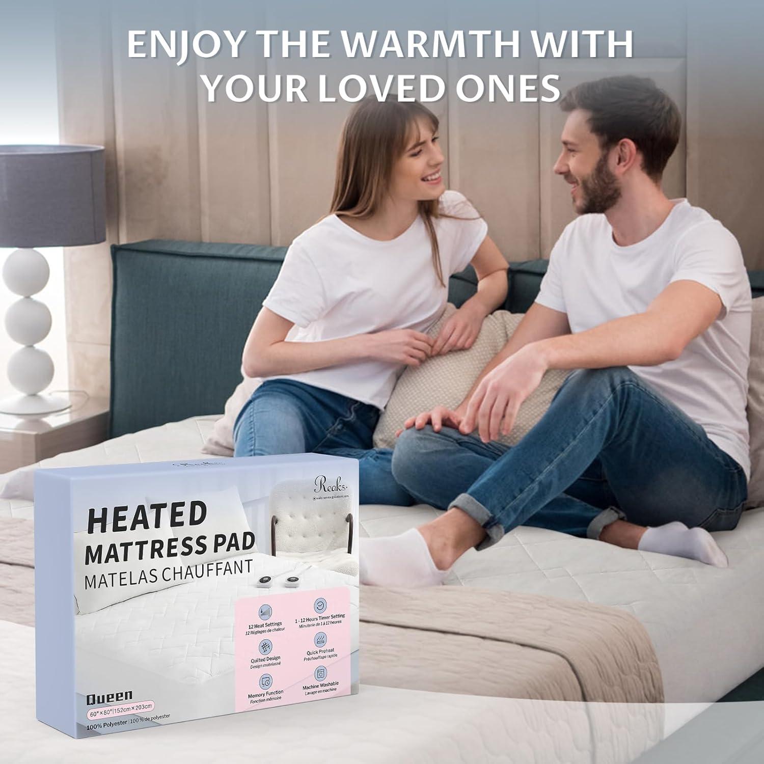 Almohadilla Térmica Eléctrica Reaks Queen Acolchada 12 Niveles