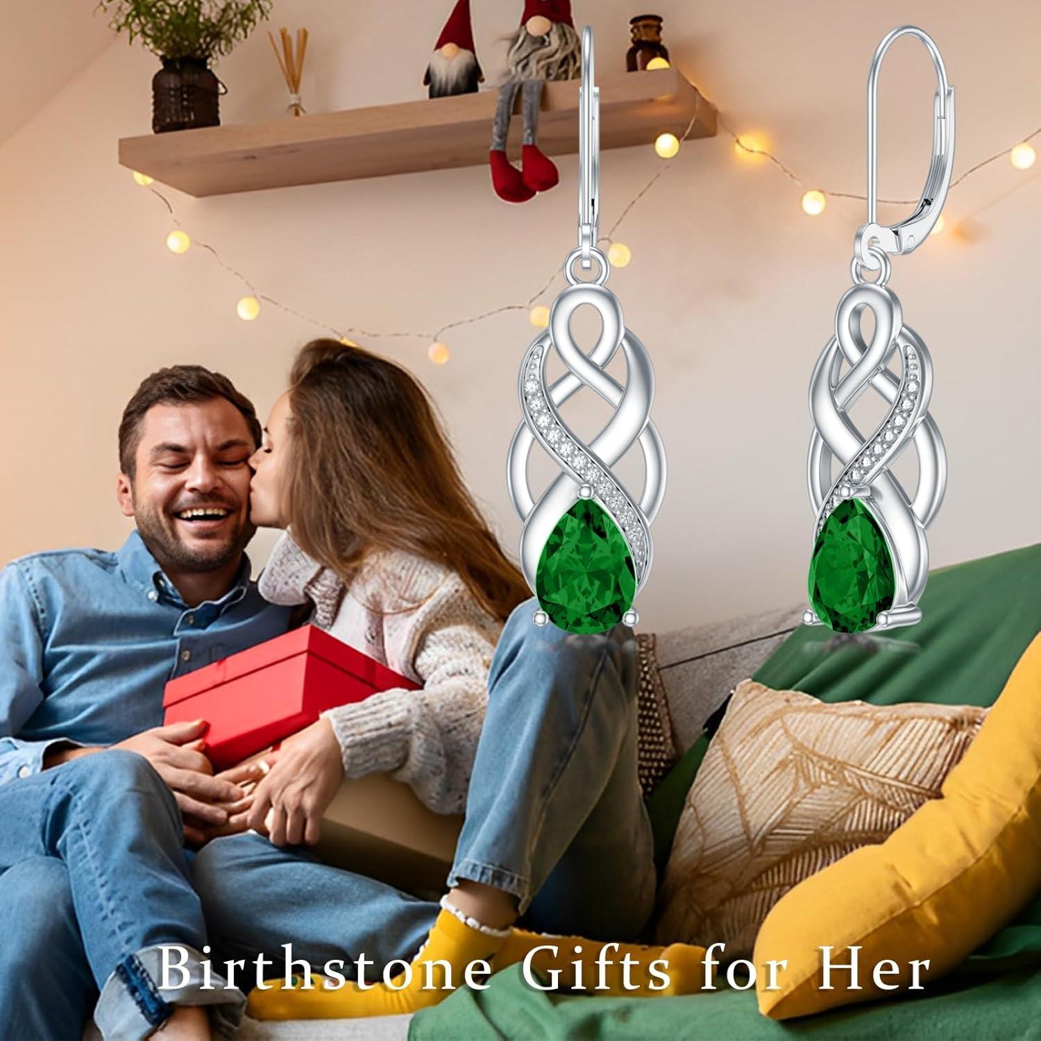 Pendientes de Plata 925 AOBOCO con Nudo Celta y Esmeralda