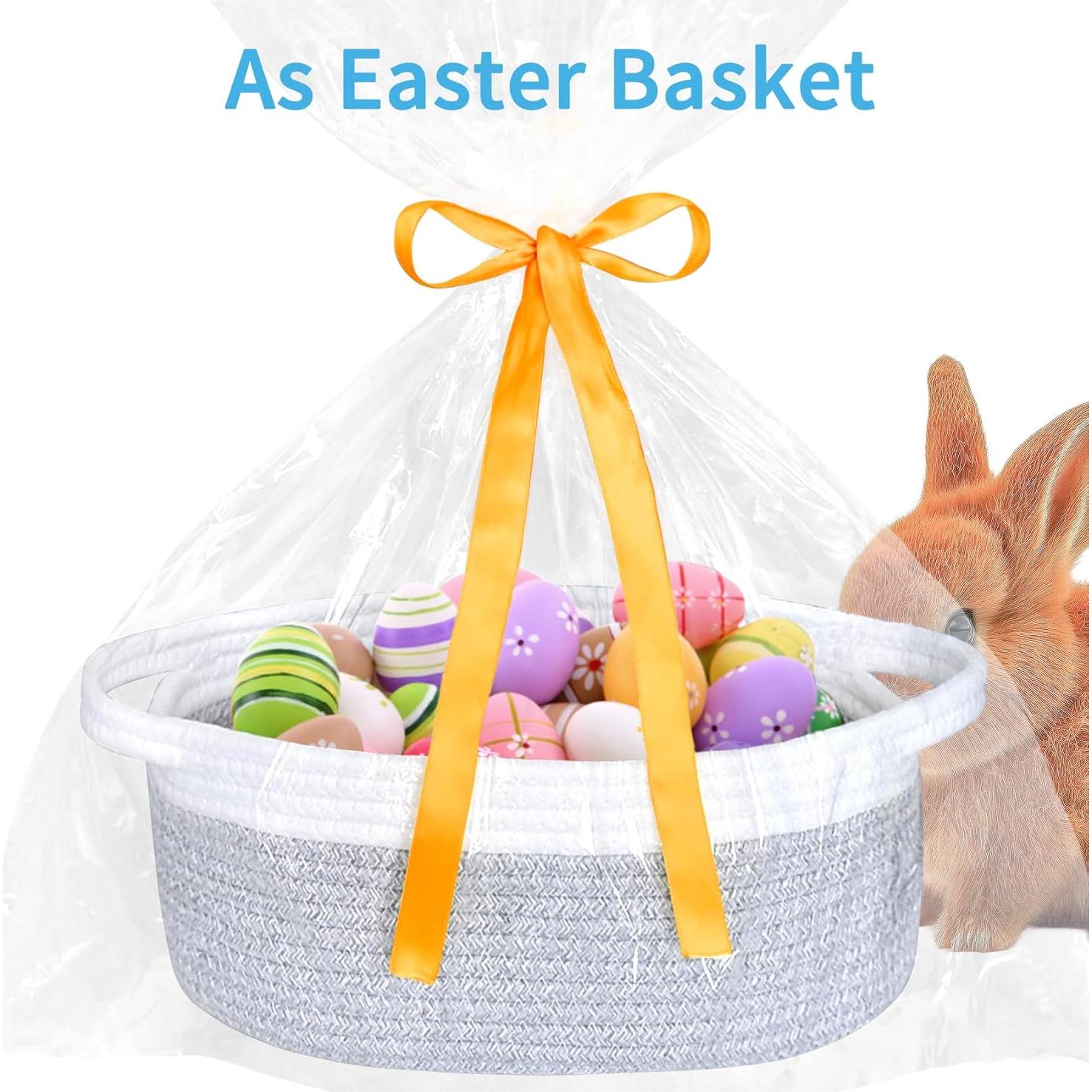 Cesta de Pascua Pequeña ABenkle Gris 30x20x12 cm Decorativa