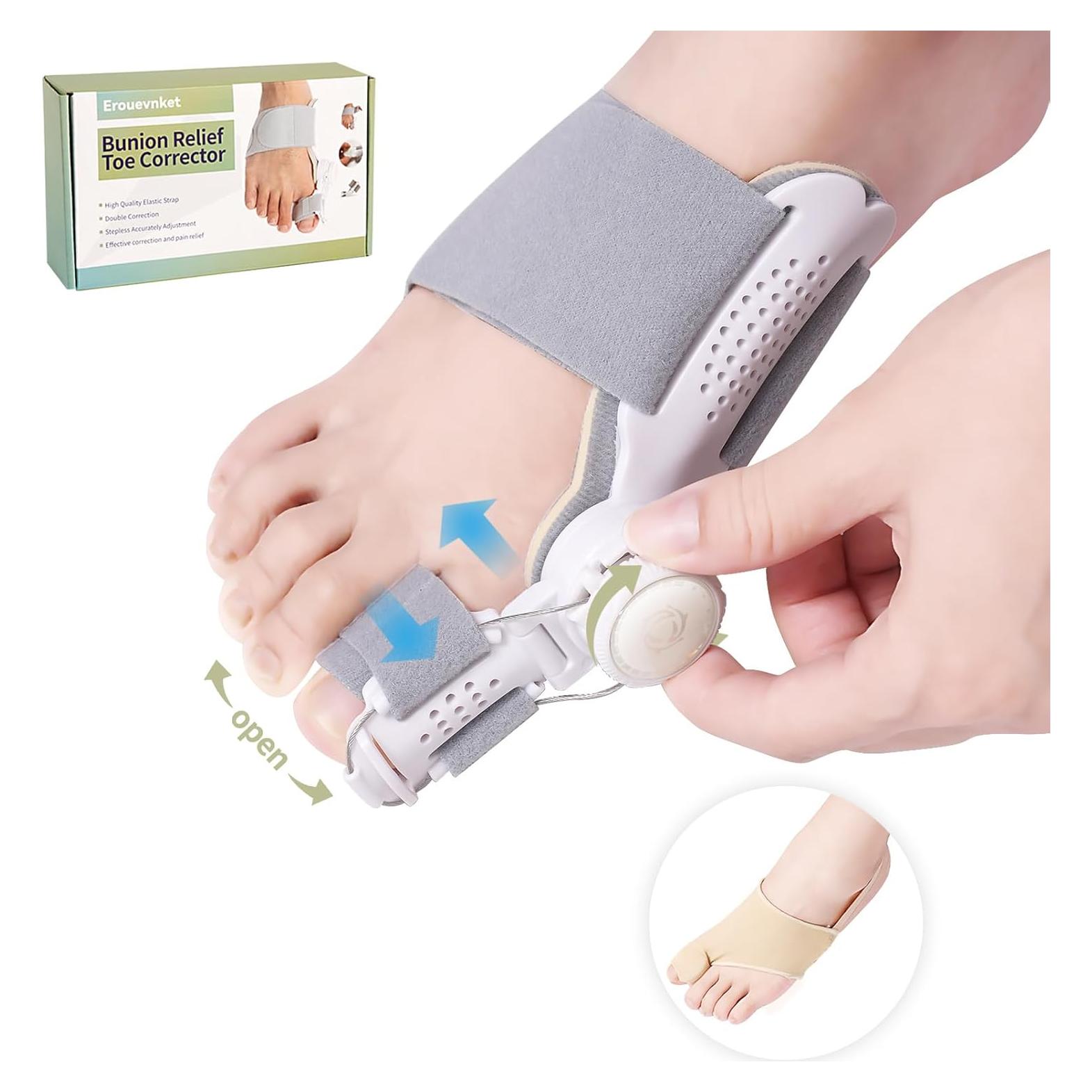 Corrector de Juanetes Ajustable Erouevnket 1 Set Alivio Dedo Gordo