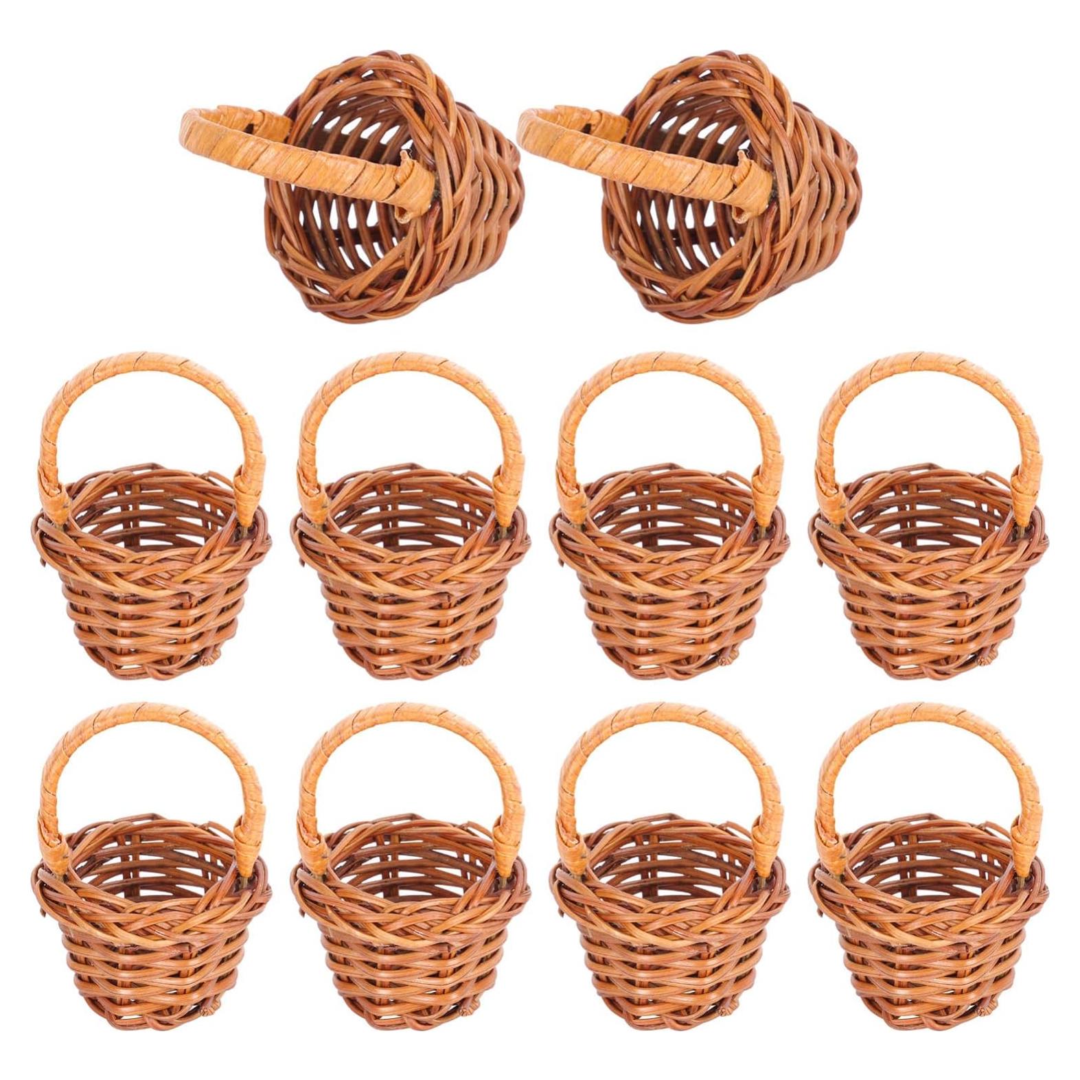 10 Cestos Tejidos Mini de Mimbre Angoily 6x4cm Decoración