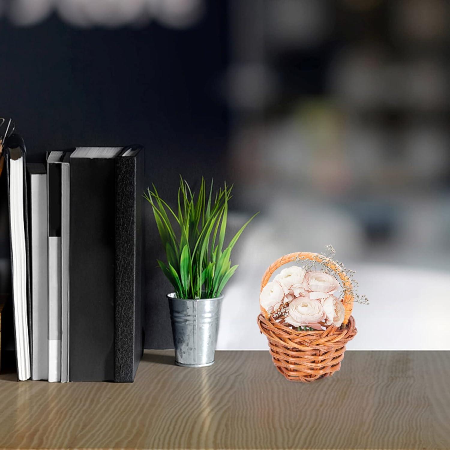 10 Cestos Tejidos Mini de Mimbre Angoily 6x4cm Decoración