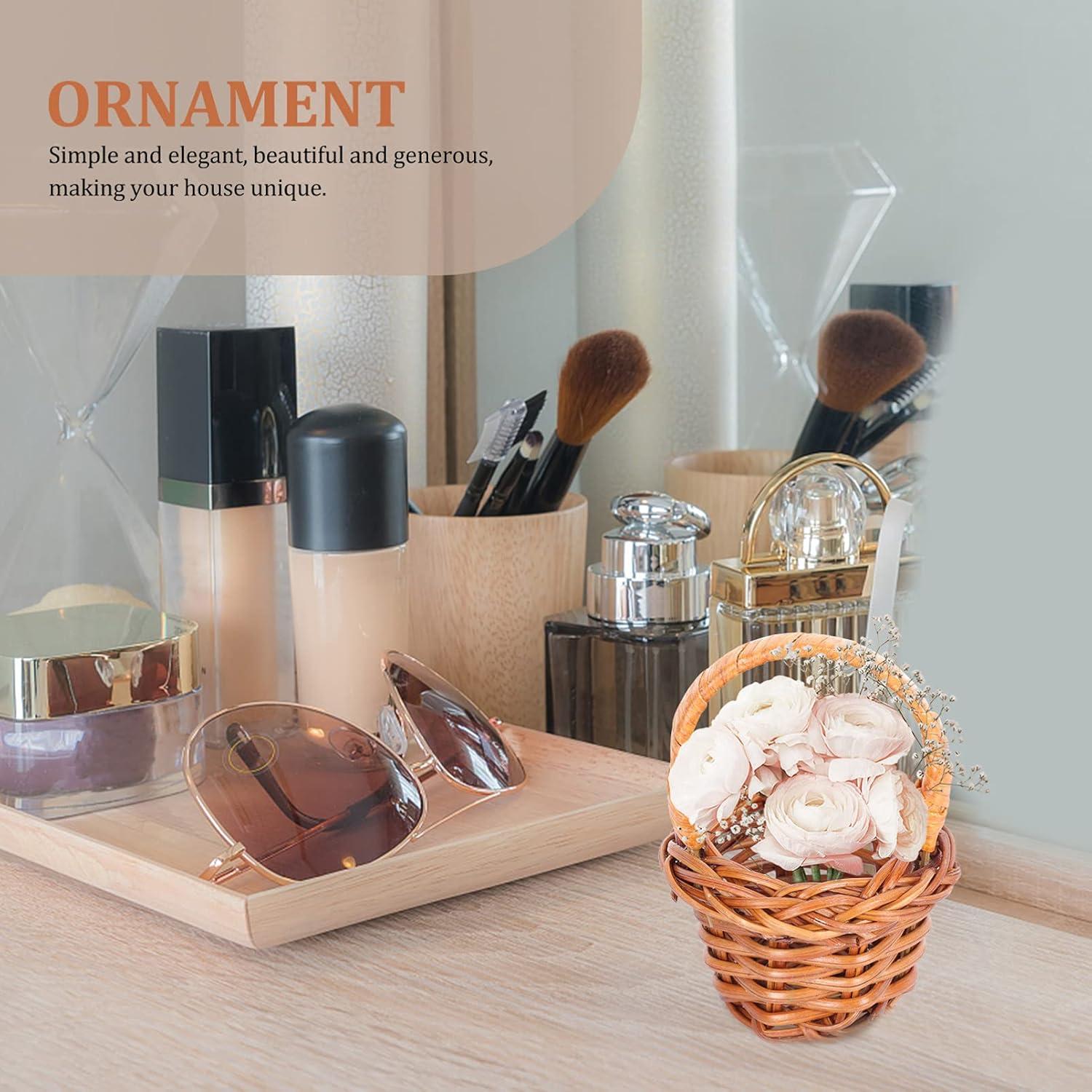 10 Cestos Tejidos Mini de Mimbre Angoily 6x4cm Decoración