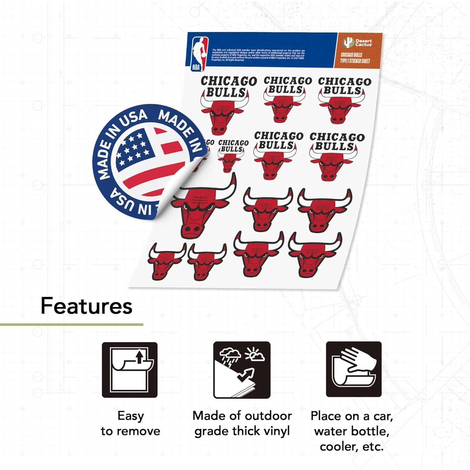 Calcomanía Chicago Bulls Desert Cactus Vinilo Adhesivo 27.9x21.6cm