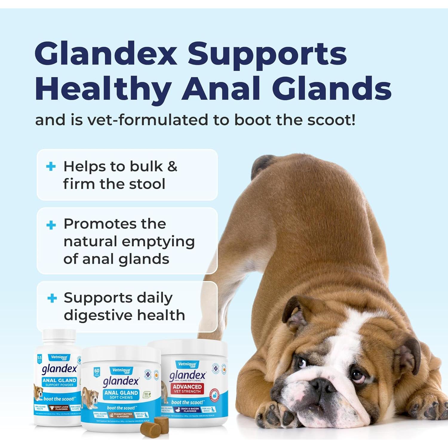 Glandex Golosinas Masticables Vetnique 30ct Pato/Bacón Salud Digestiva