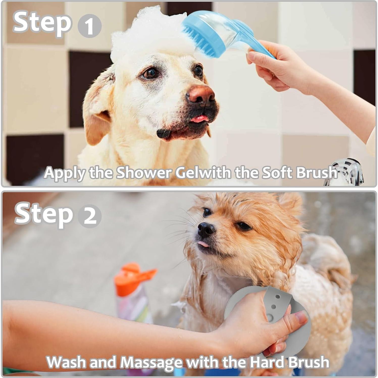 Cepillo de Baño y Masaje ELEGX para Mascotas Azul 6 Pcs