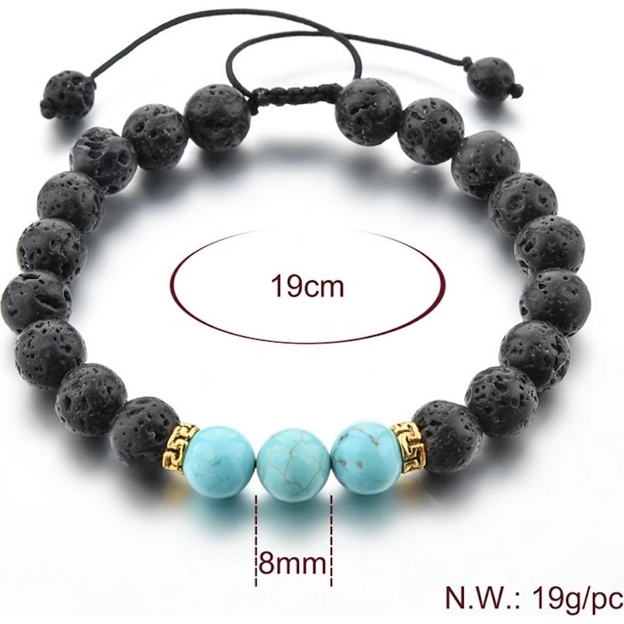 Pulsera de Lava Ajustable MYSTIQS Turquesa para Aromaterapia