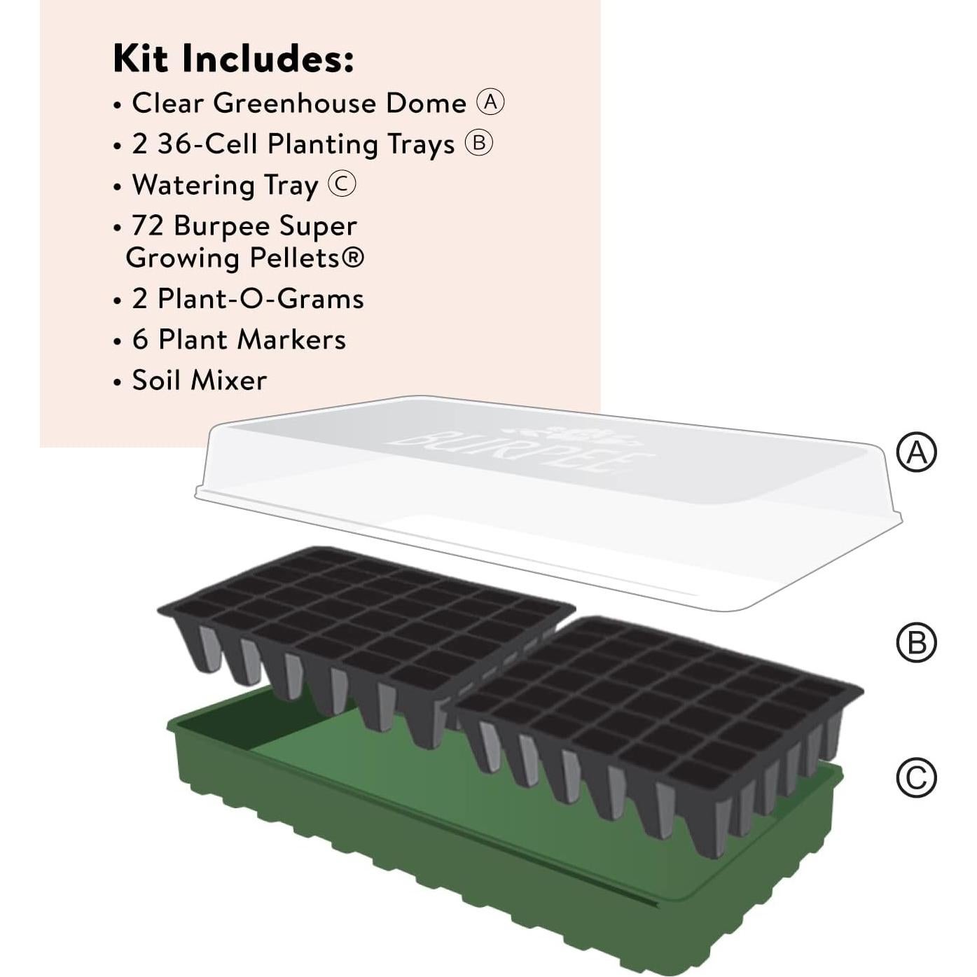 Invernadero Burpee 72 celdas para iniciar semillas en interiores