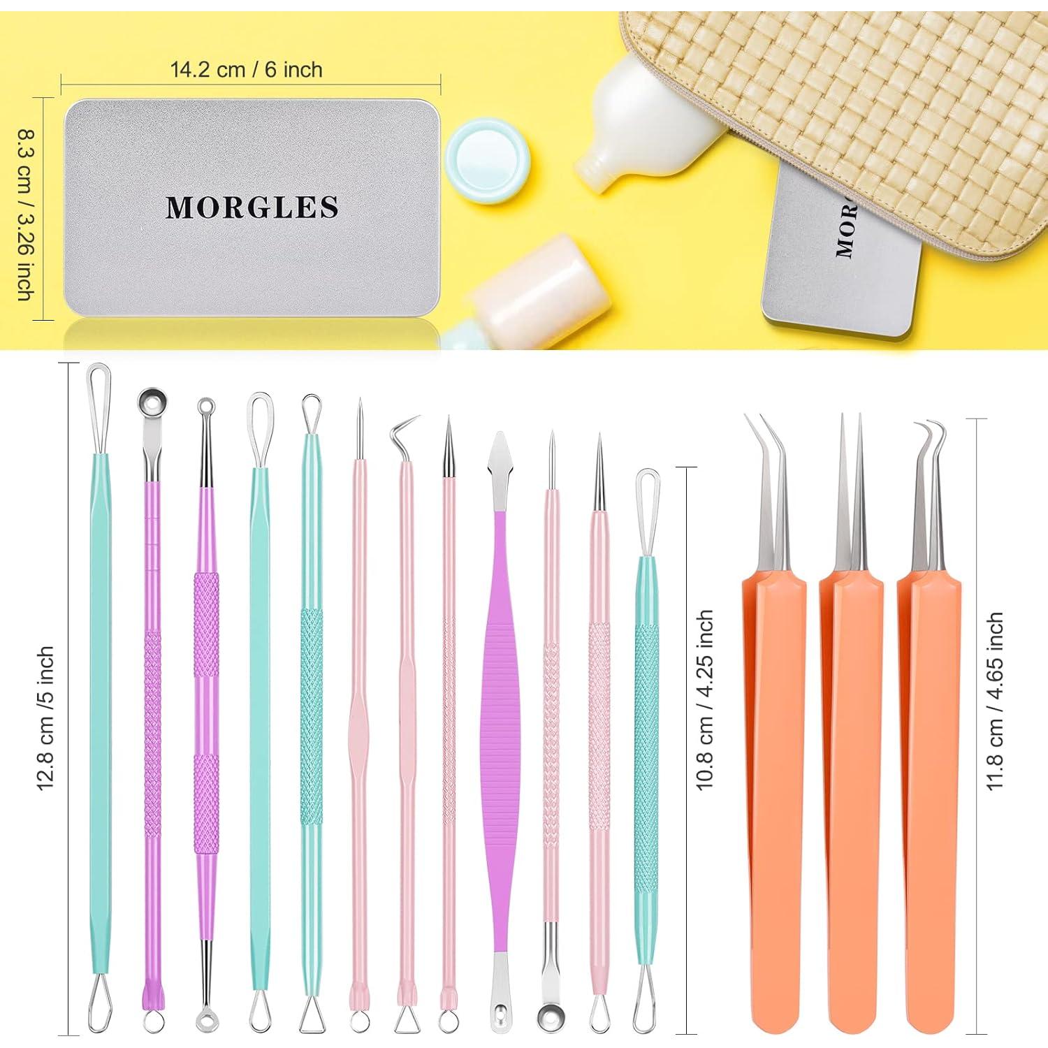 Kit de Herramientas para Eliminar Granos MORGLES 15 Pcs Acero Inoxidable