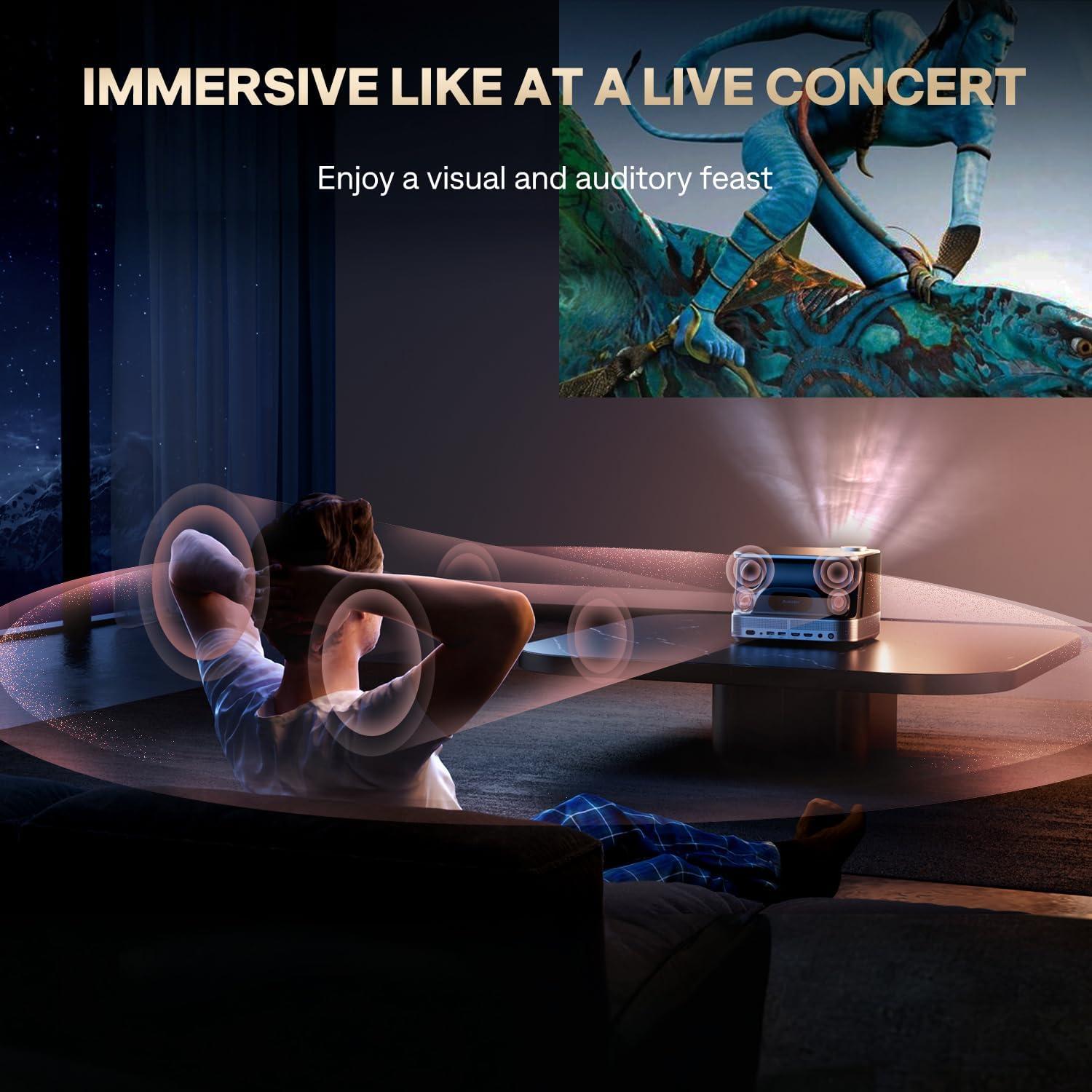 Proyector 3-en-1 Aurzen BOOM 3 1080P 500 ANSI WiFi Bluetooth