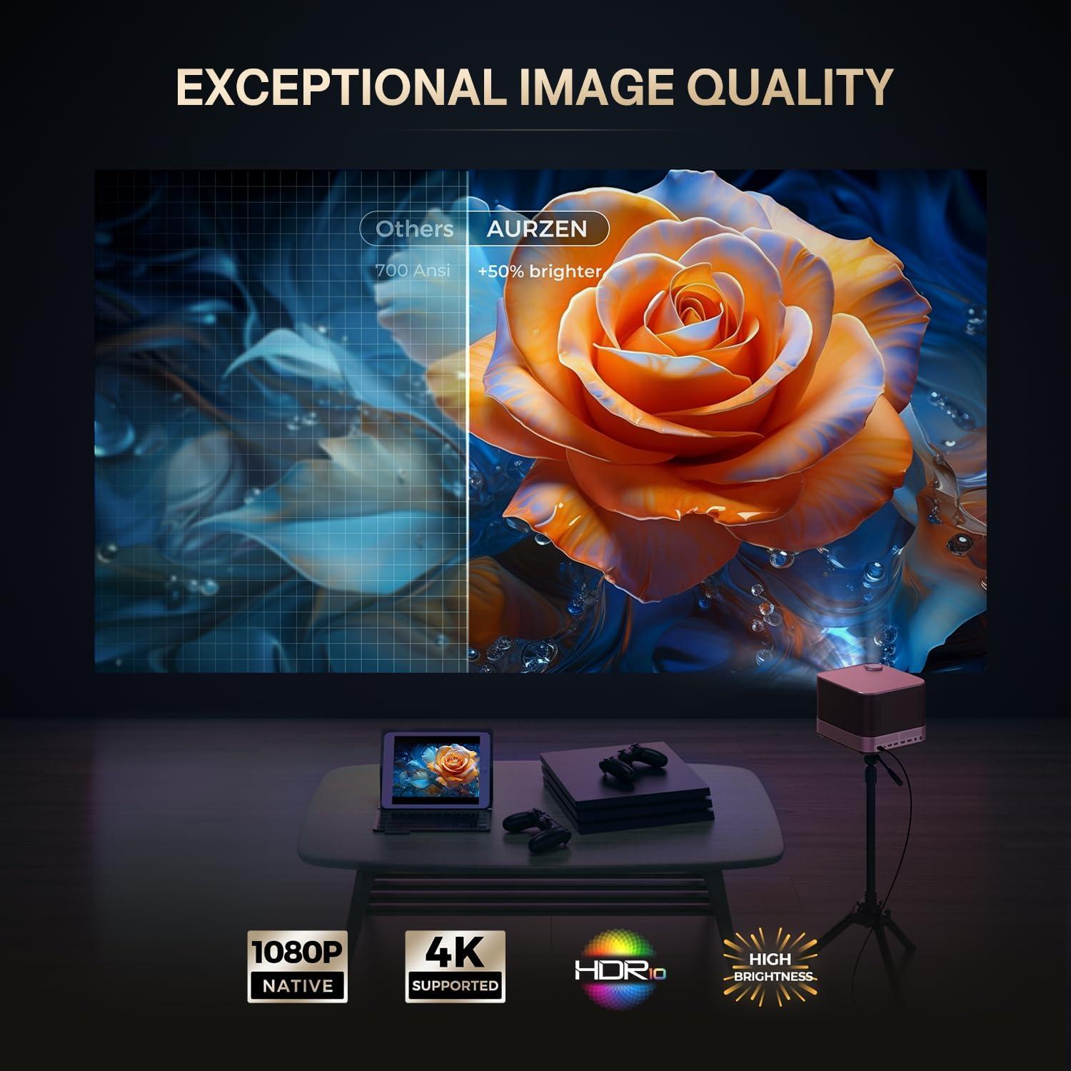 Proyector 3-en-1 Aurzen BOOM 3 1080P 500 ANSI WiFi Bluetooth