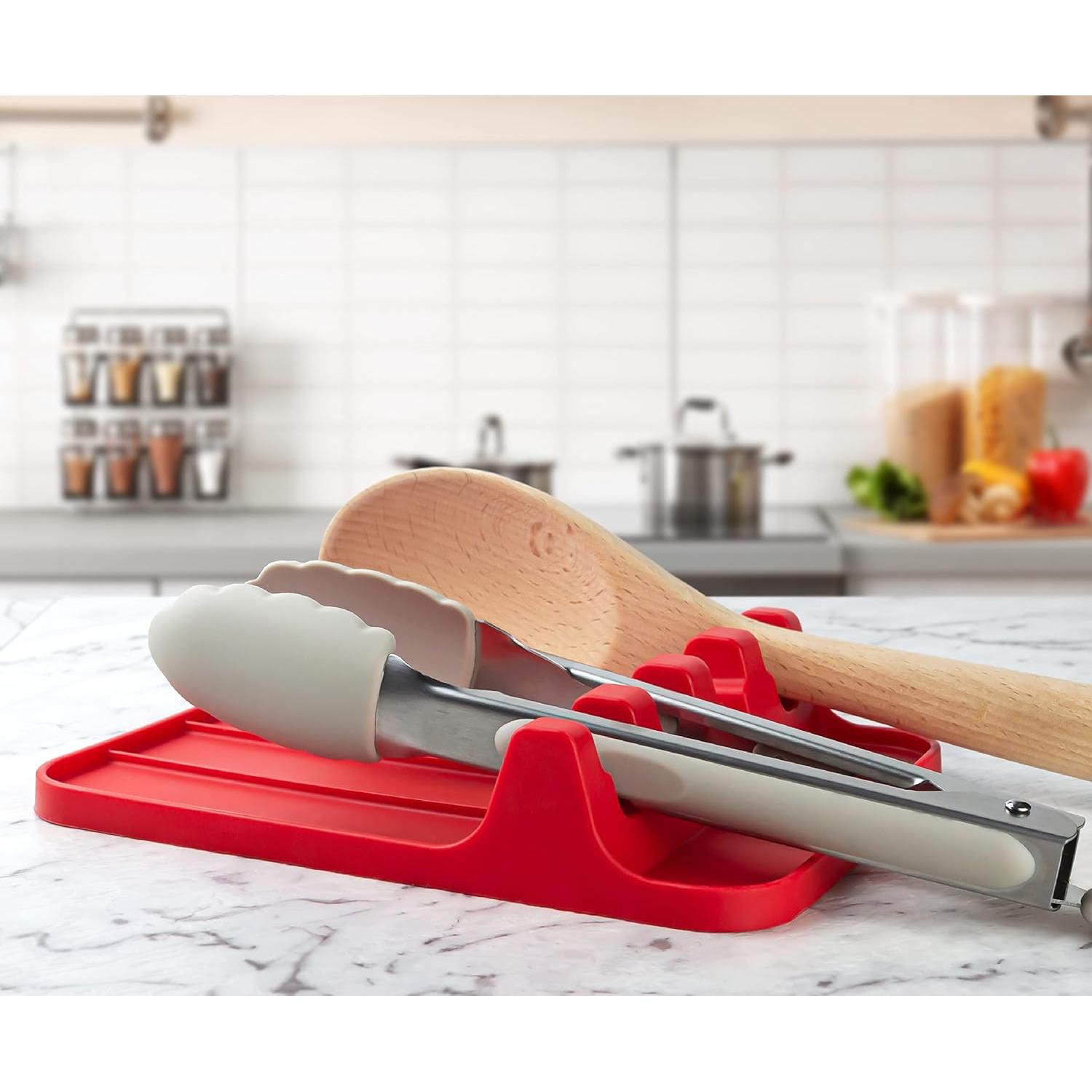 Soporte de Utensilios de Silicona UHMER Rojo Caramelo 15x20 cm