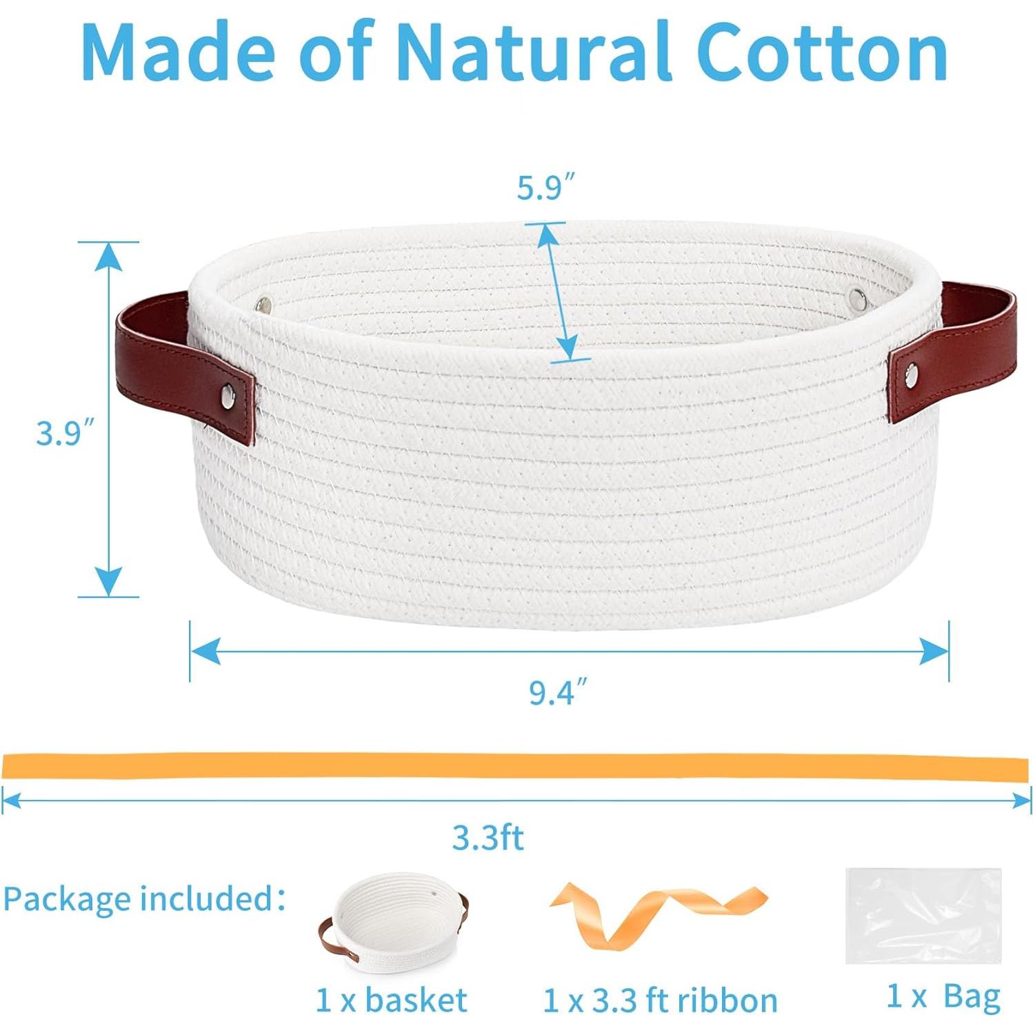 Cesta Pequeña ABenkle Ovalada de Algodón para Almacenamiento