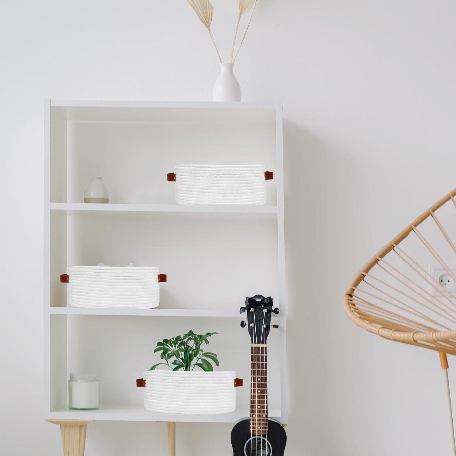 Cesta Pequeña ABenkle Ovalada de Algodón para Almacenamiento