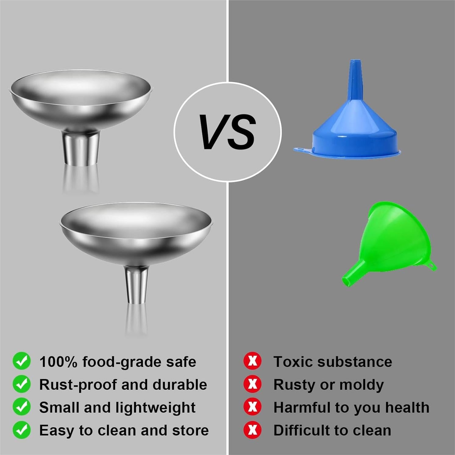 Juego de Embudos de Acero Inoxidable Serinar 2 Tamaños