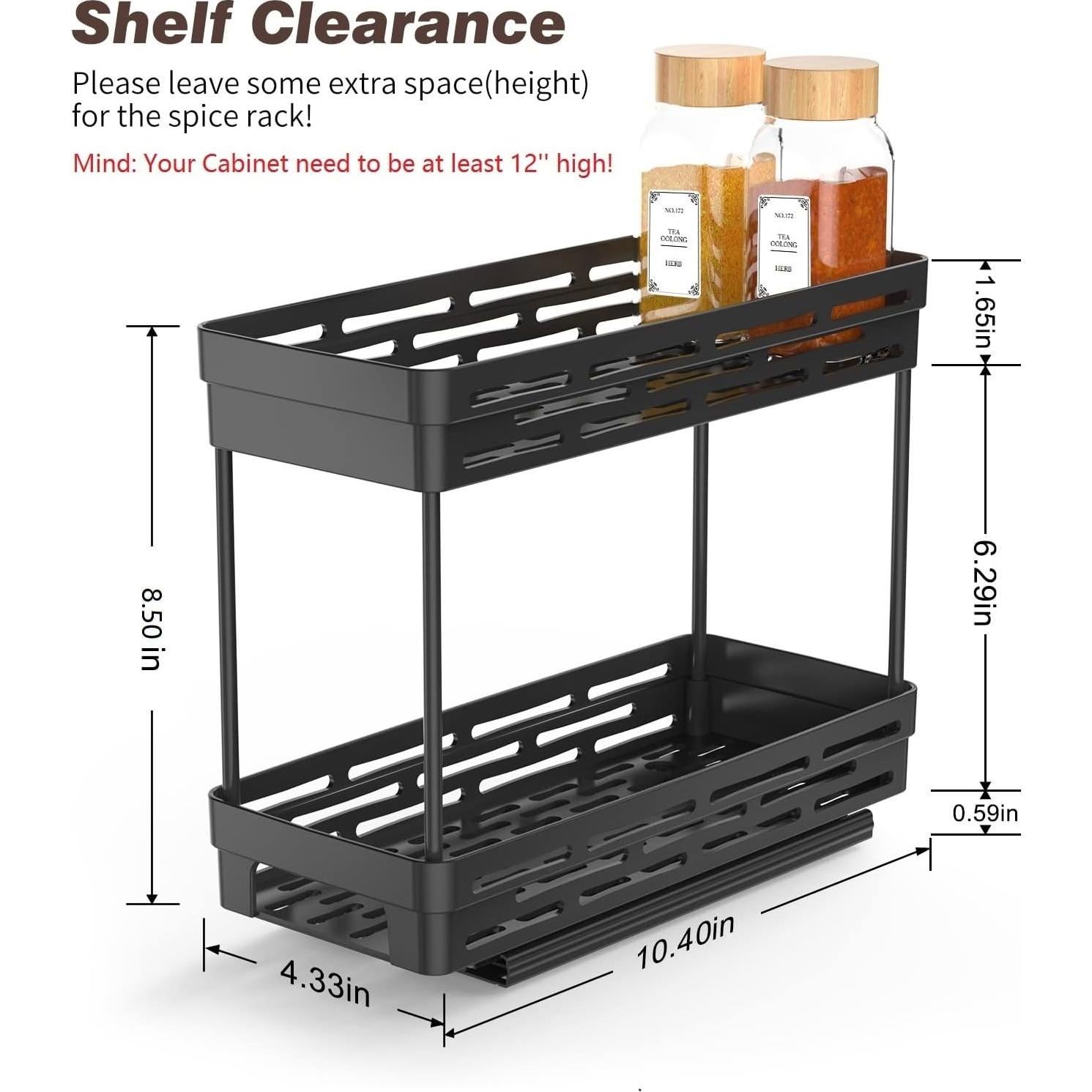 Organizador de Especias Deslizante DABIGE 3 Paquetes Negro