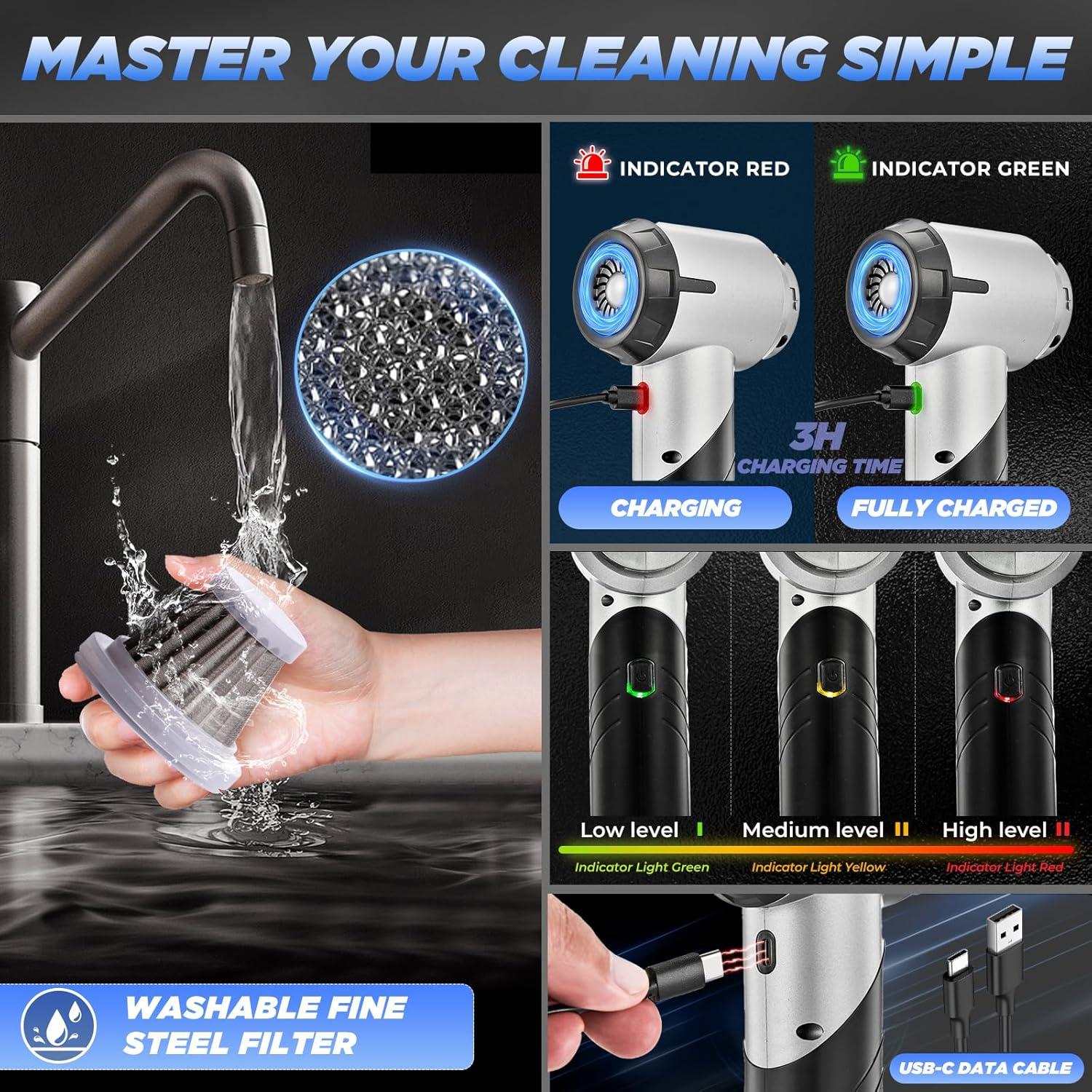 Aspiradora de Mano Saker HL132 Inalámbrica 17000PA Plegable