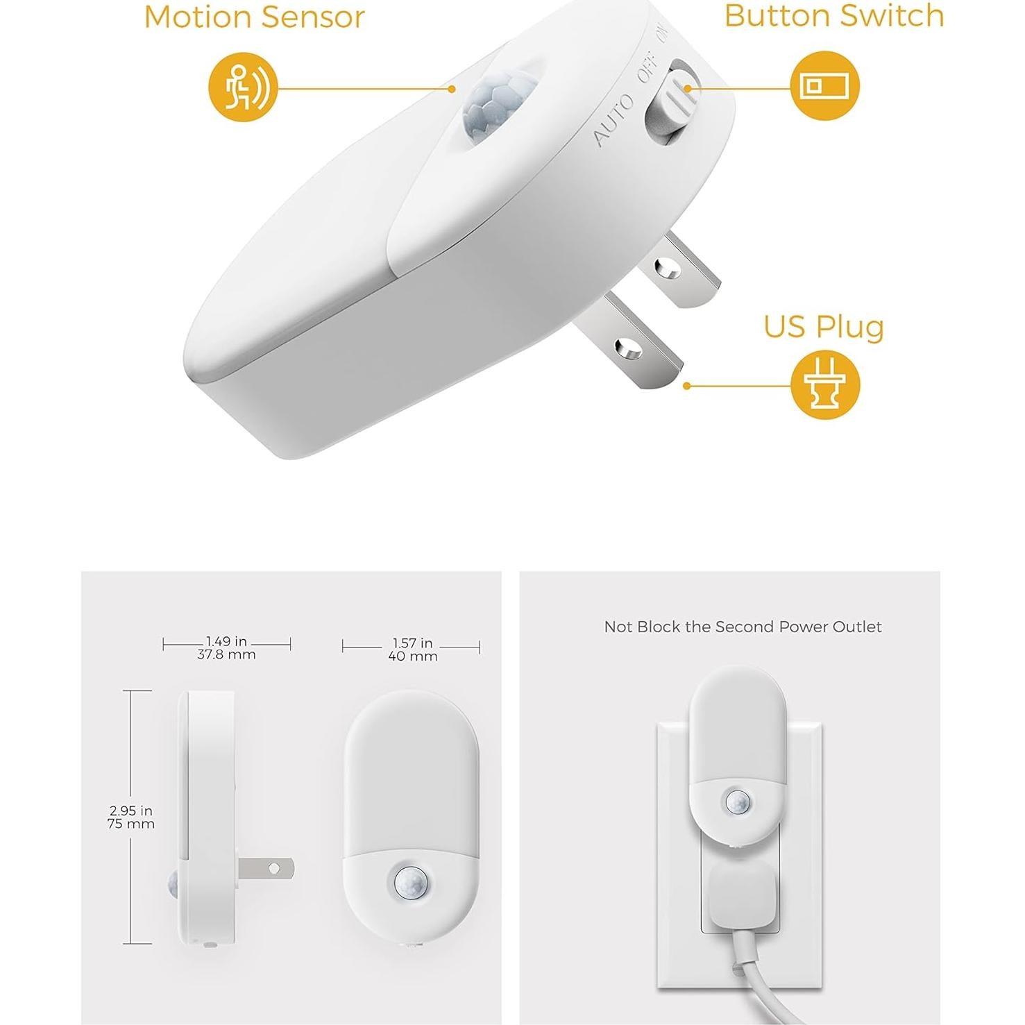 Luz Nocturna con Sensor de Movimiento LOHAS 2Pack 3000K