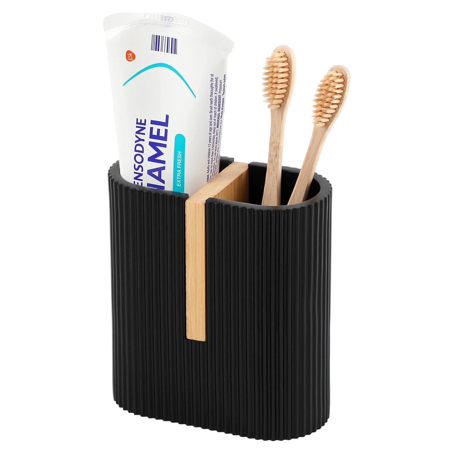 Soporte para Cepillos de Dientes rejomiik Negro Mate 2 Compartimentos