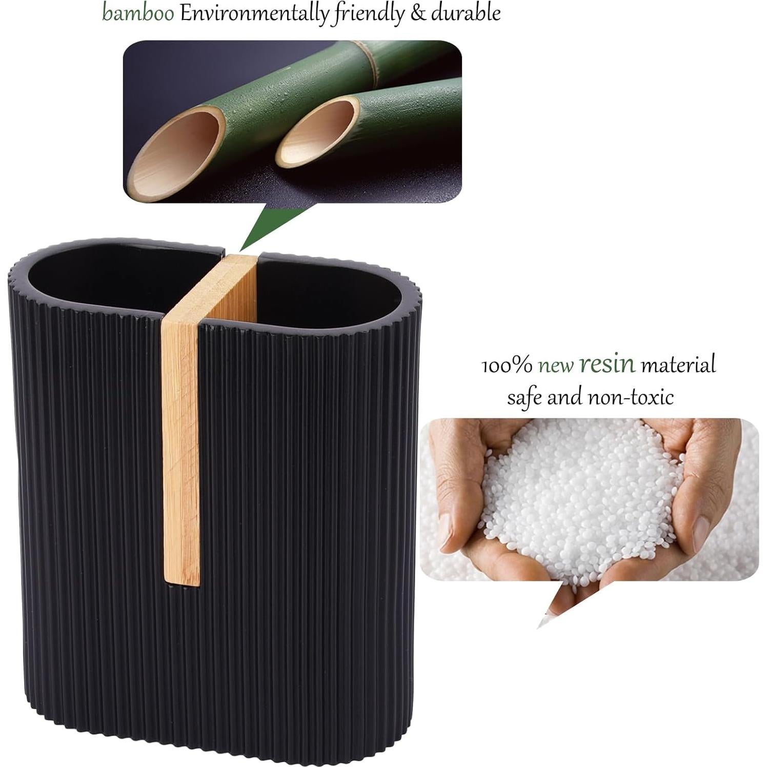 Soporte para Cepillos de Dientes rejomiik Negro Mate 2 Compartimentos