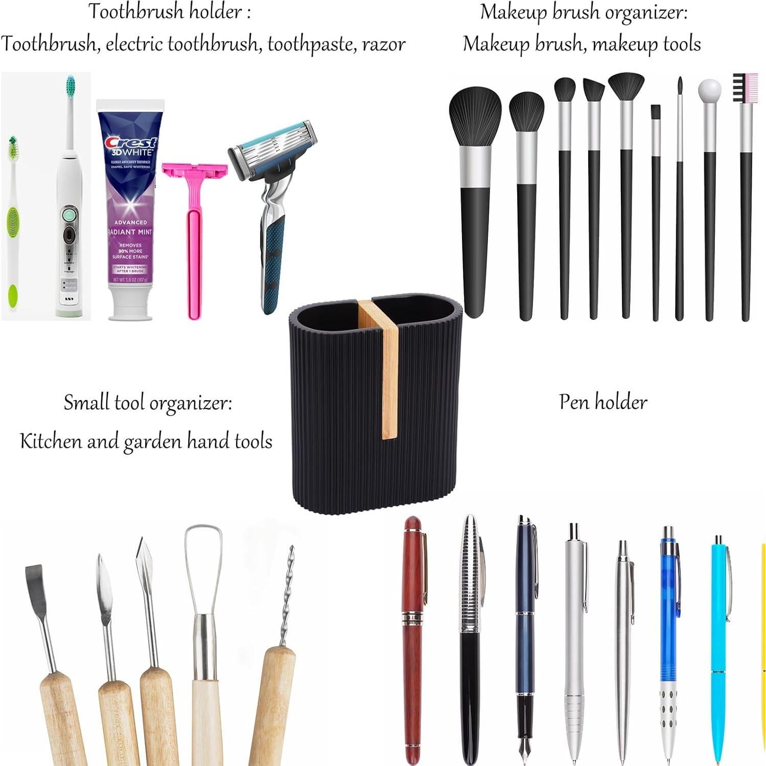 Soporte para Cepillos de Dientes rejomiik Negro Mate 2 Compartimentos