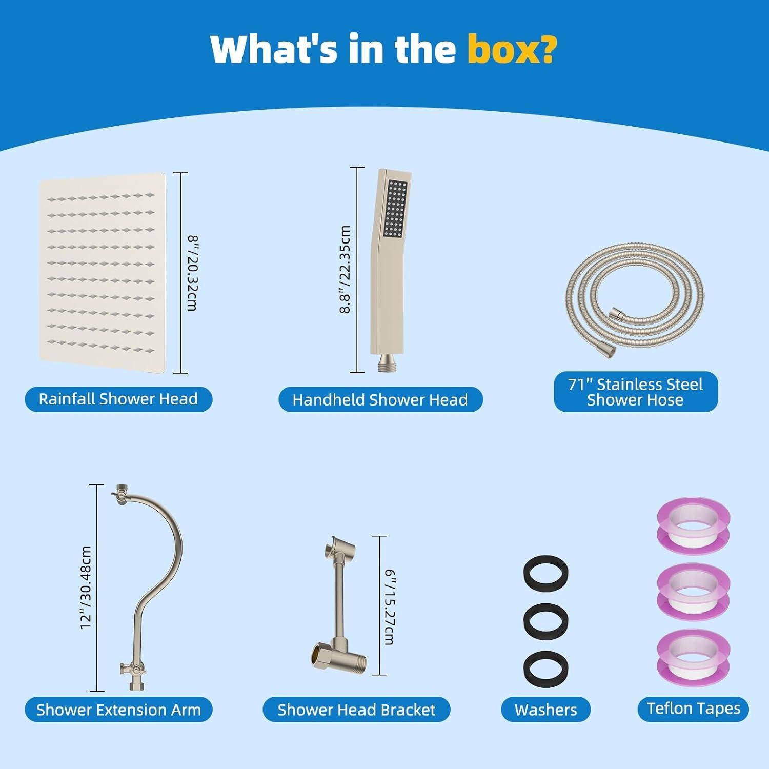 Cabezal de Ducha Hibbent 20 cm Metal Alta Presión Combo