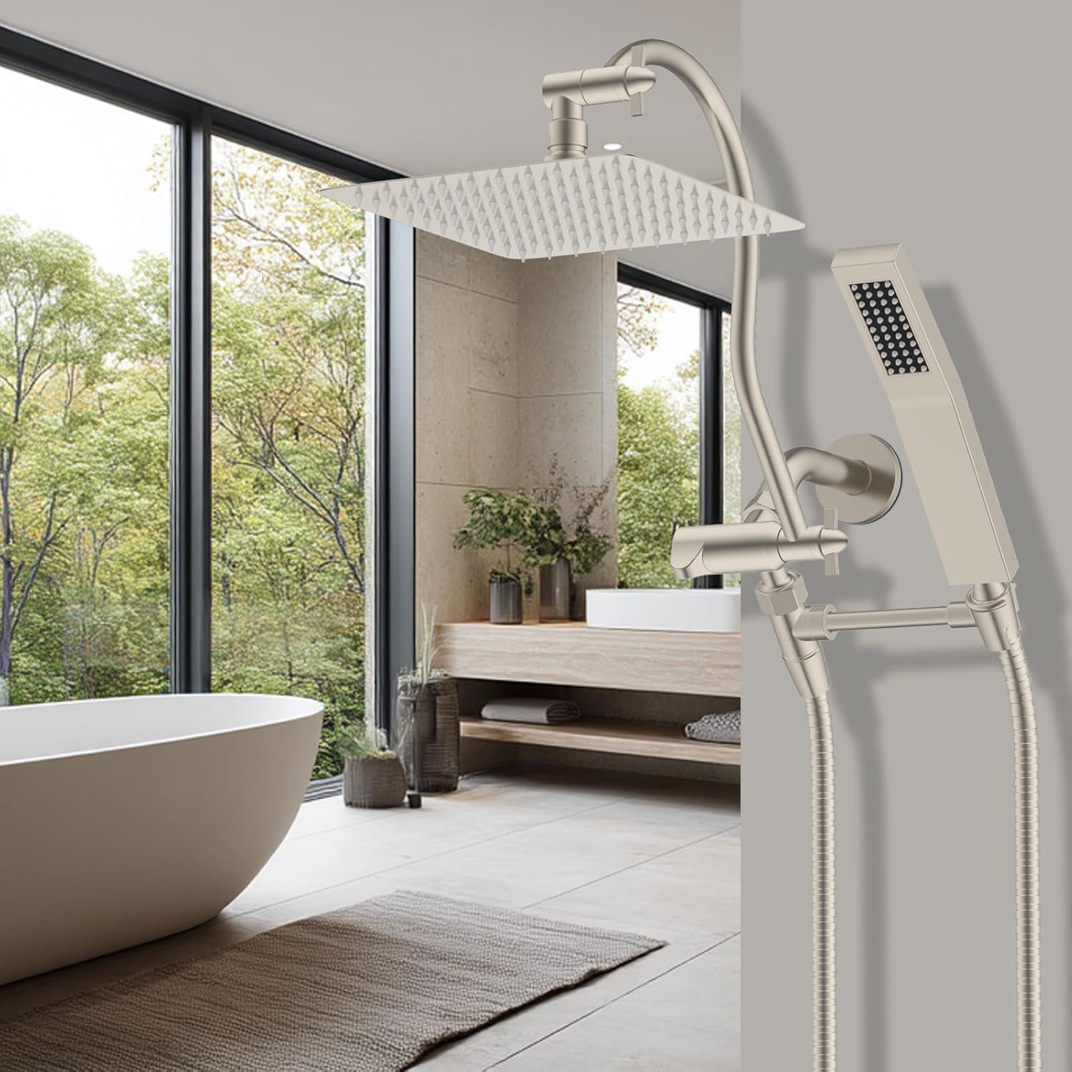 Cabezal de Ducha Hibbent 20 cm Metal Alta Presión Combo